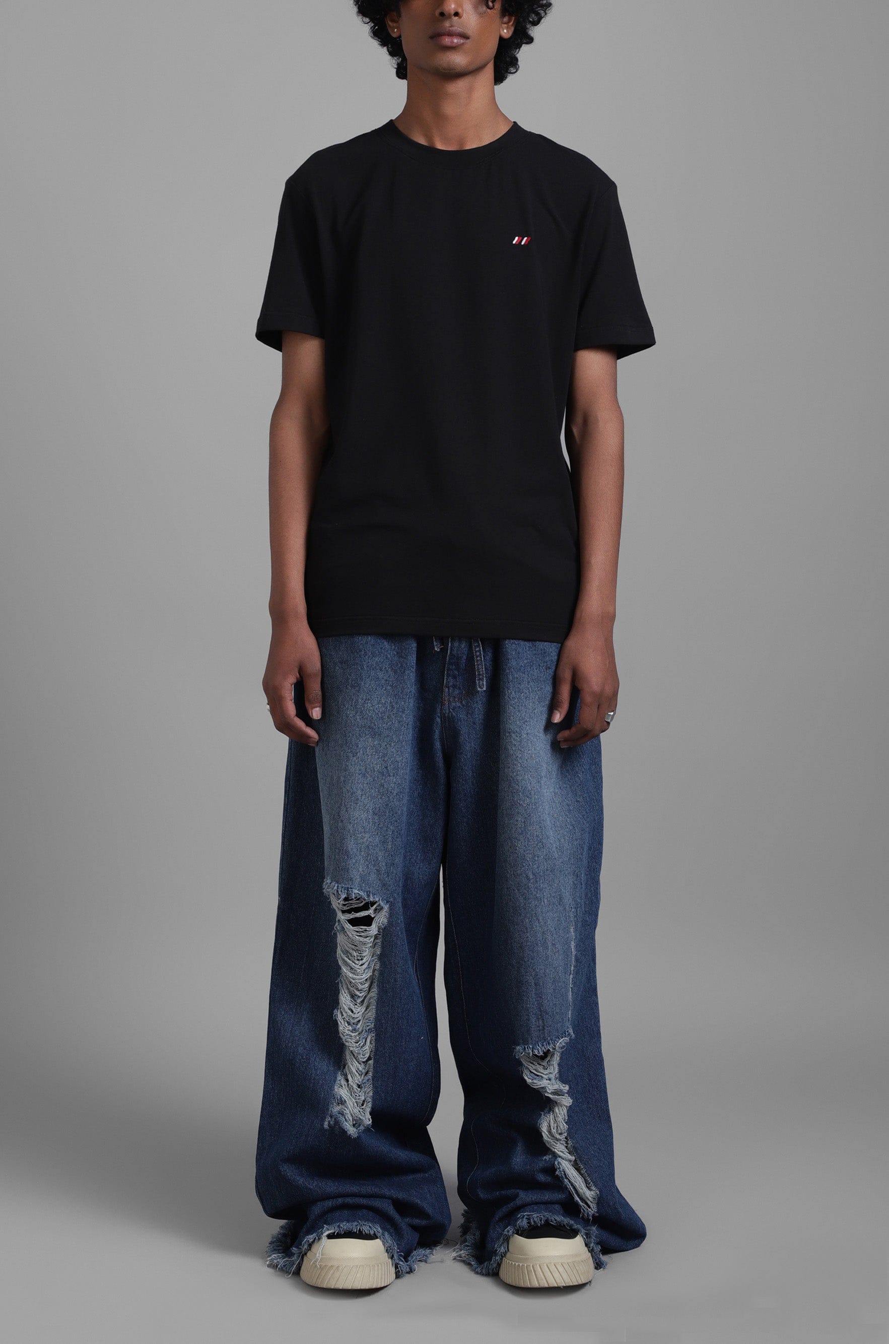 Classic SuperHUEMN Dark Wash Faded Effect Classic Distressed Jeans (Indigo)