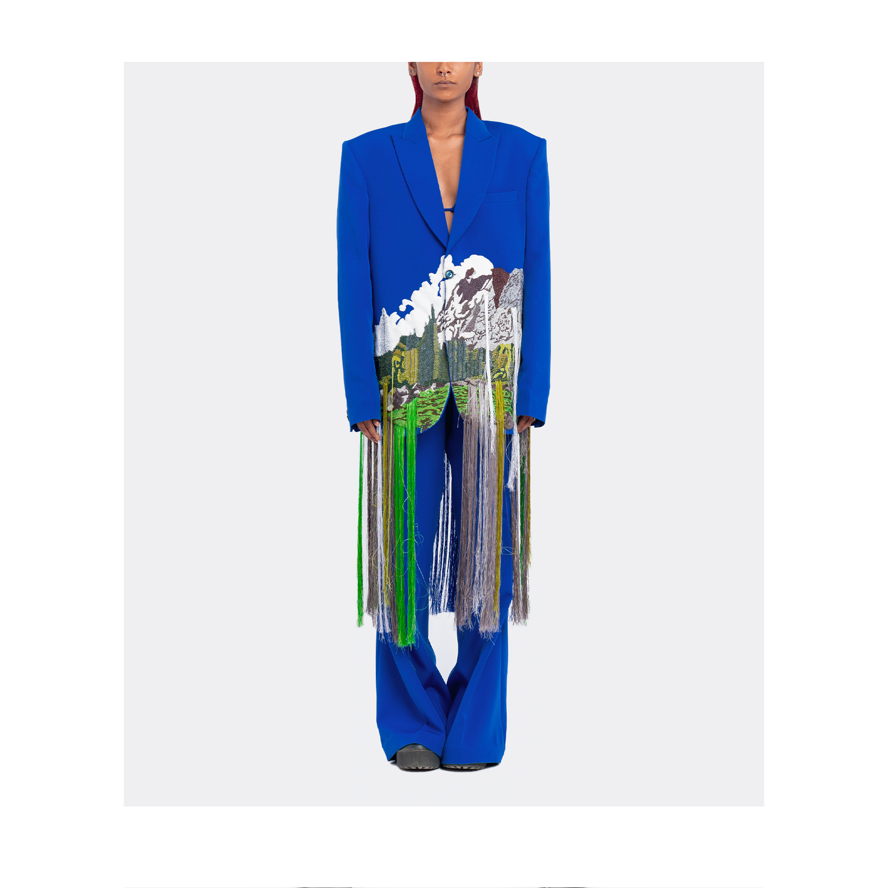 Blue Handcrafted Mountains Blazer (Blue)