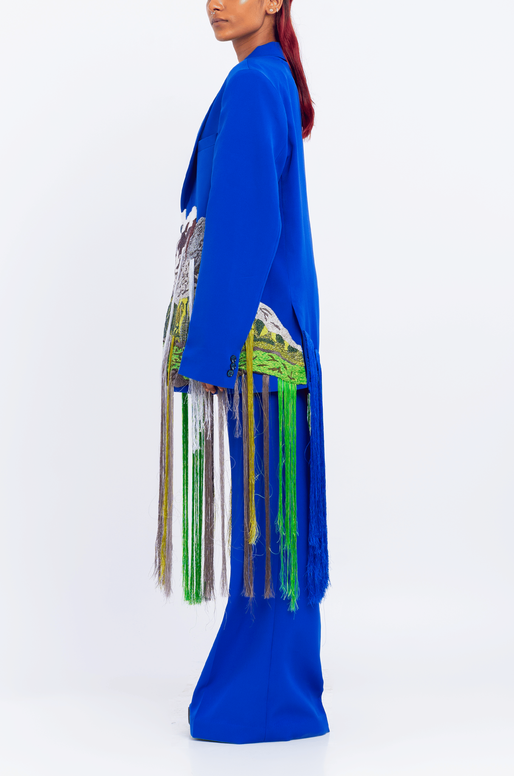 Blue Handcrafted Mountains Blazer (Blue)