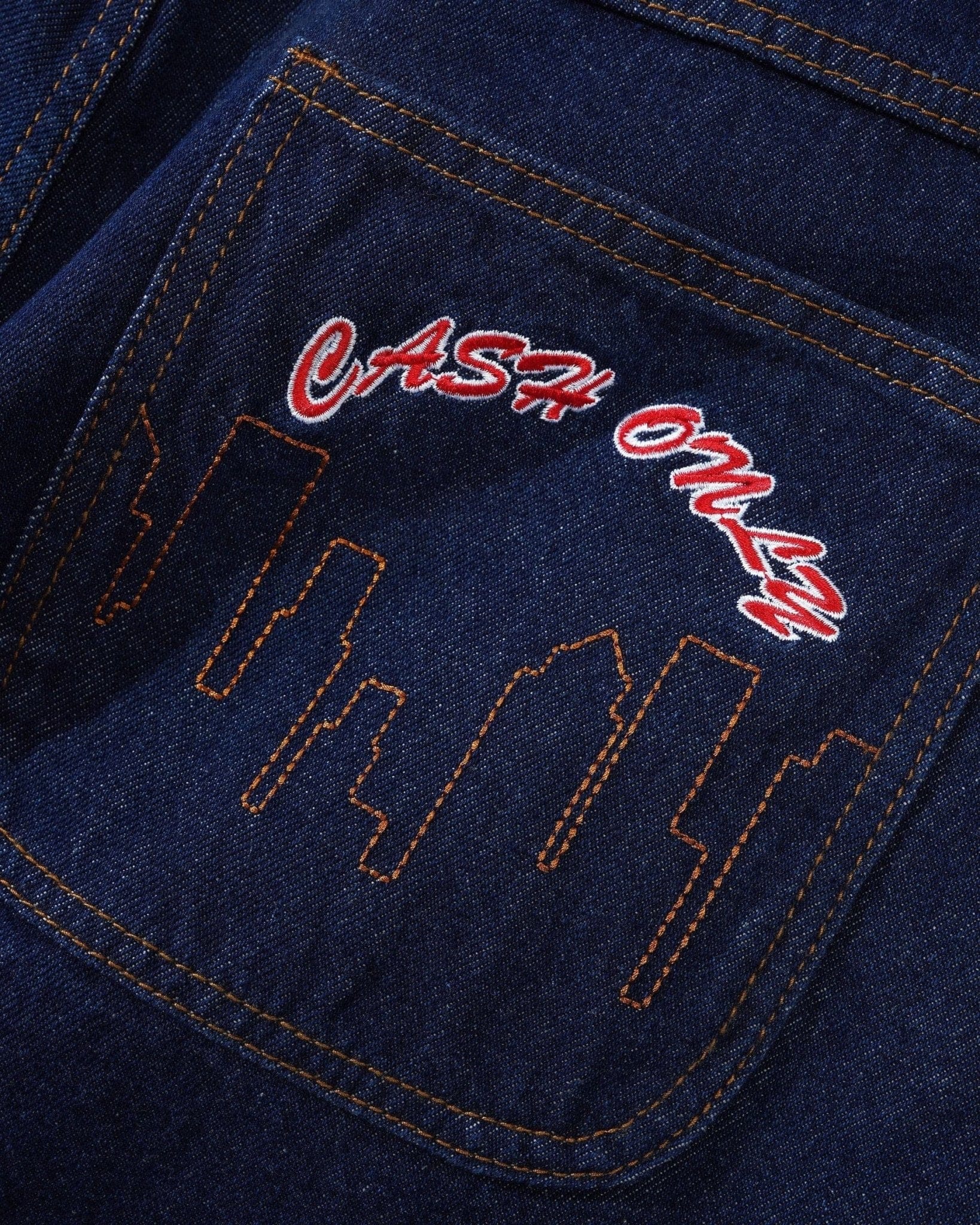 Cash Only Logo Baggy Denim Jeans – Indigo
