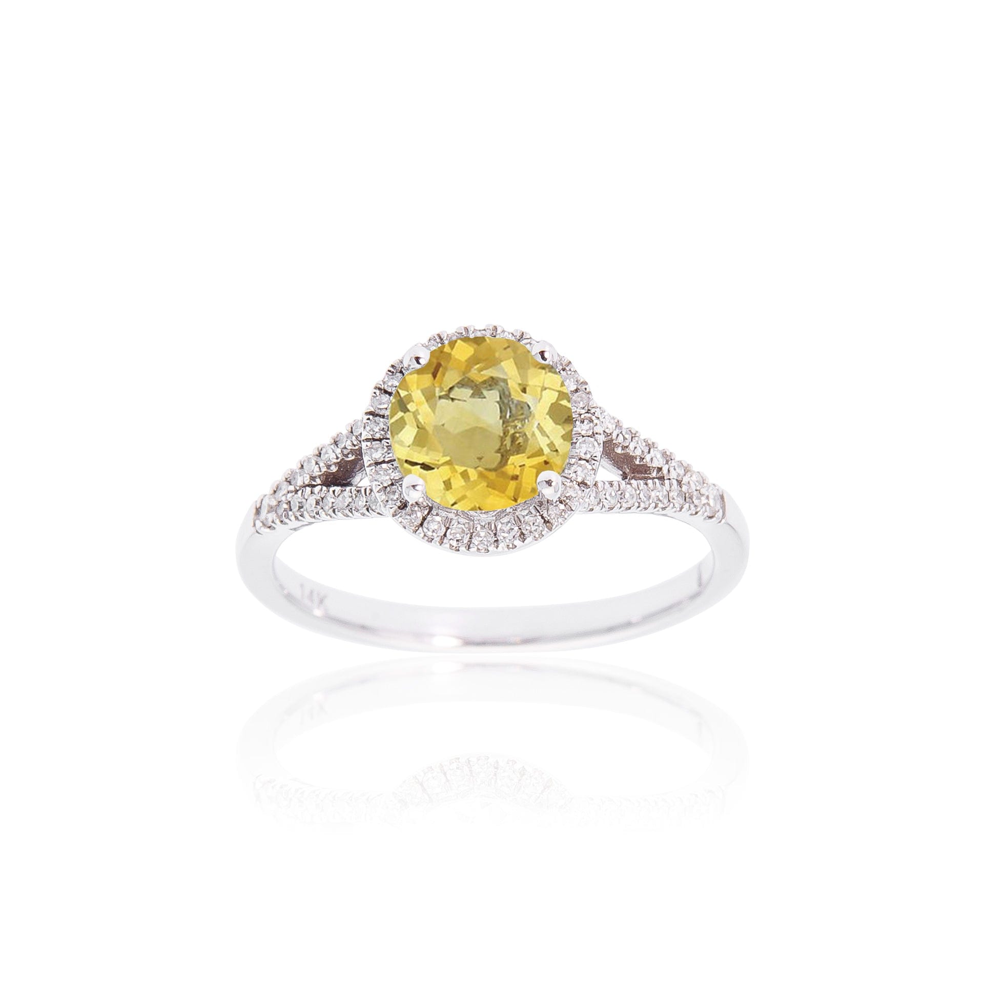 Sabel Collection Birthstone and Diamond Halo Ring