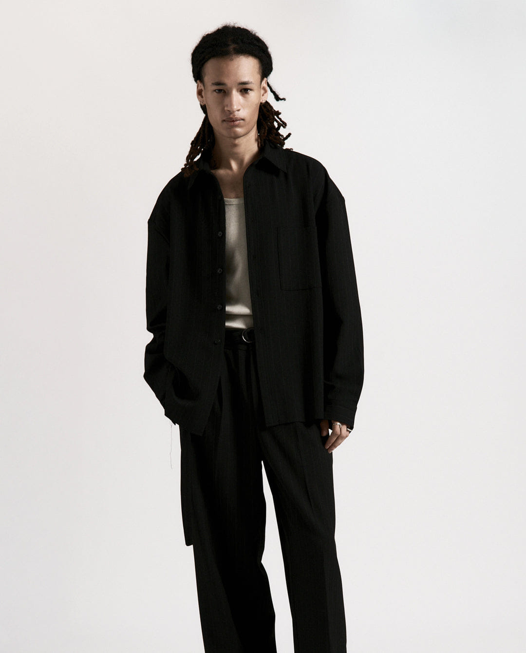 Beach Brains - Hold LS Shirt - Black Pinstripe
