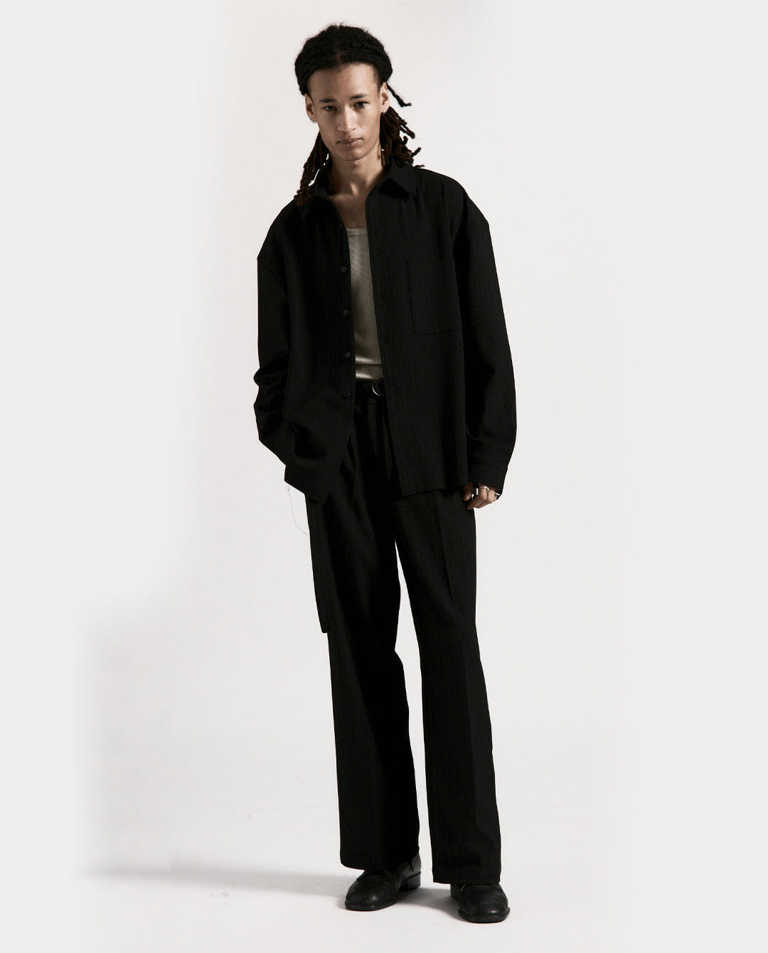 Beach Brains - Hold LS Shirt - Black Pinstripe