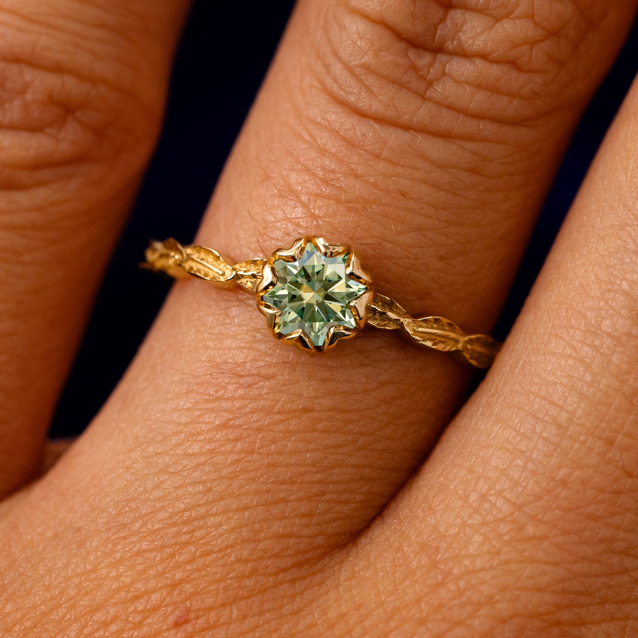 Automic Gold Studio Gemstone Leaf Ring