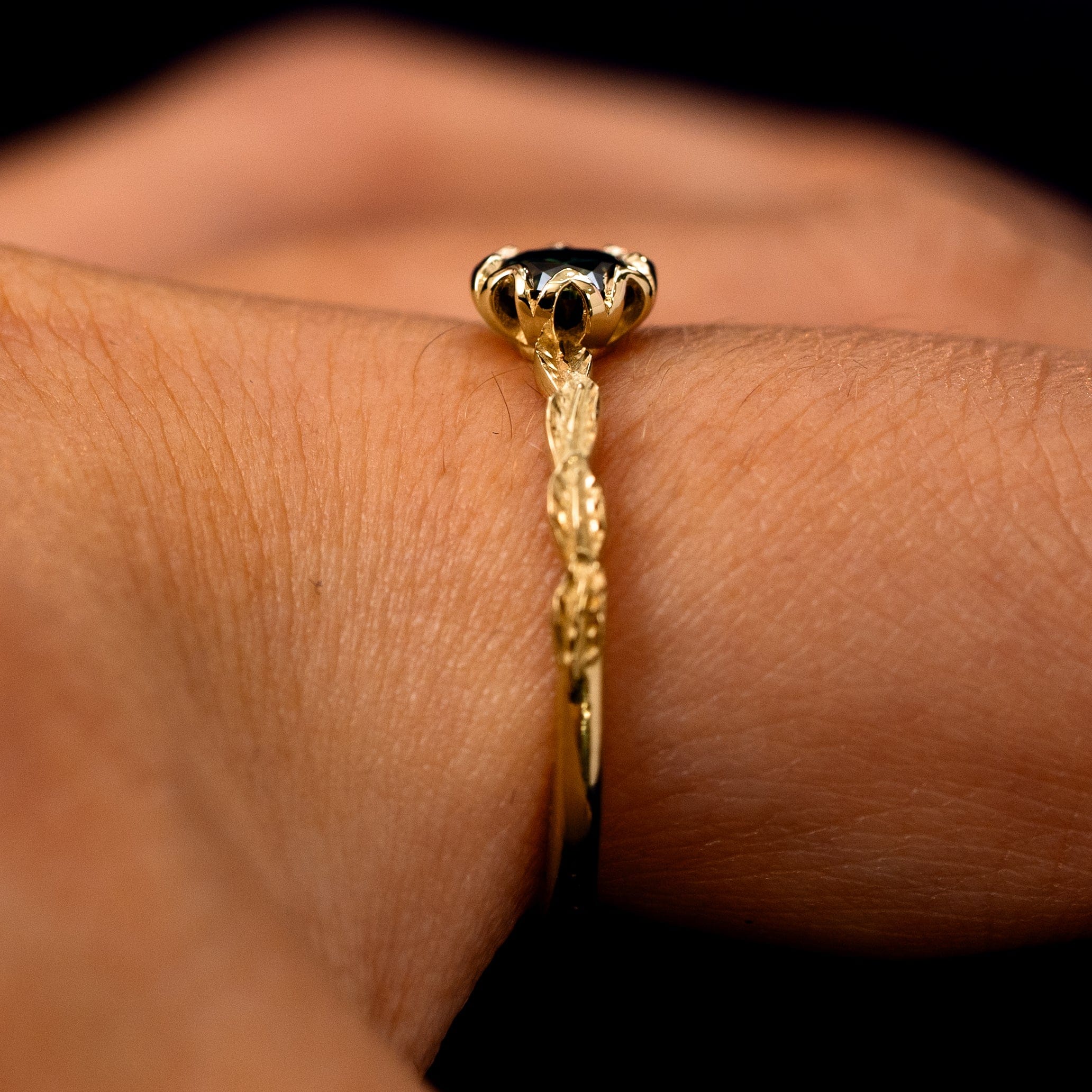 Automic Gold Studio Gemstone Leaf Ring