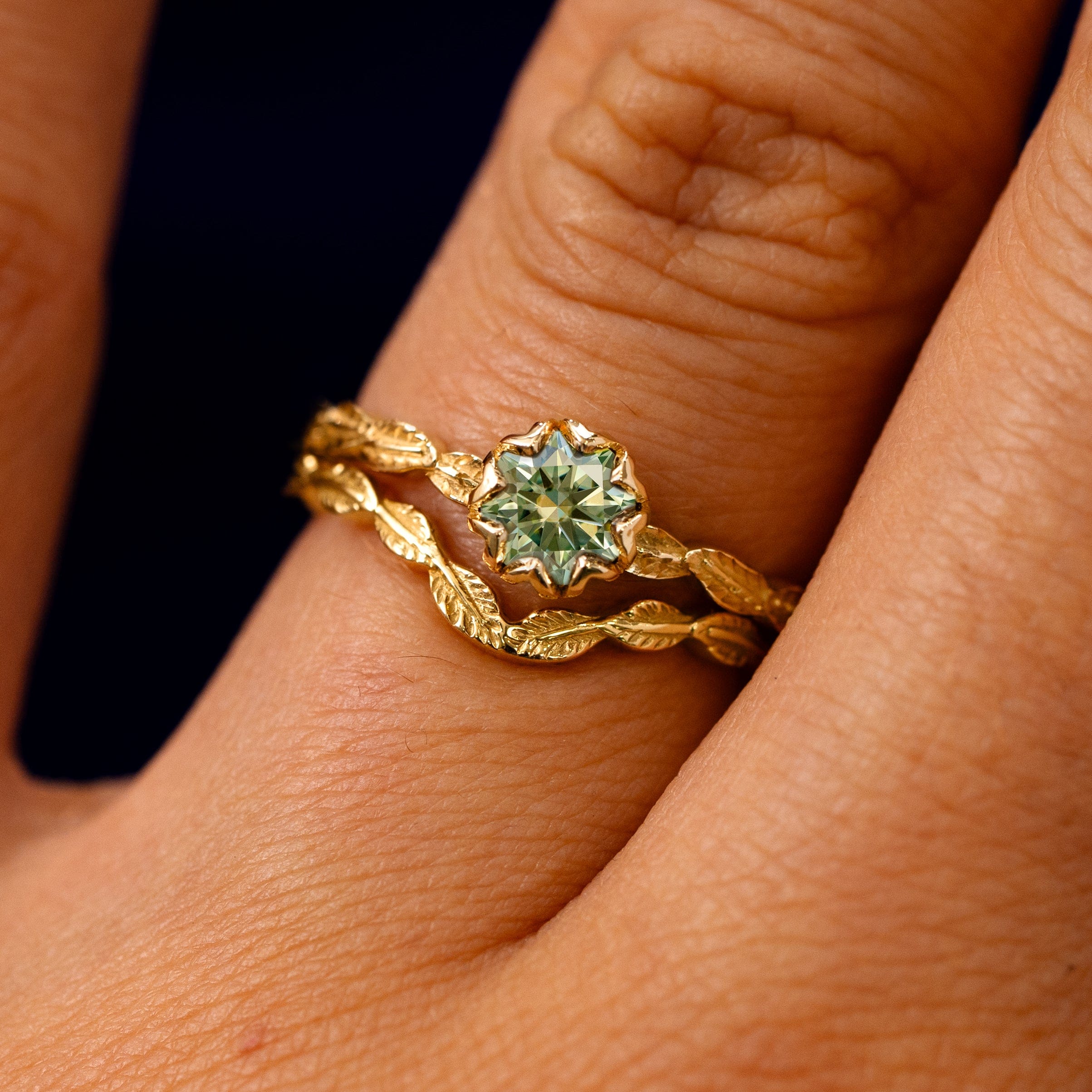 Automic Gold Studio Gemstone Leaf Ring