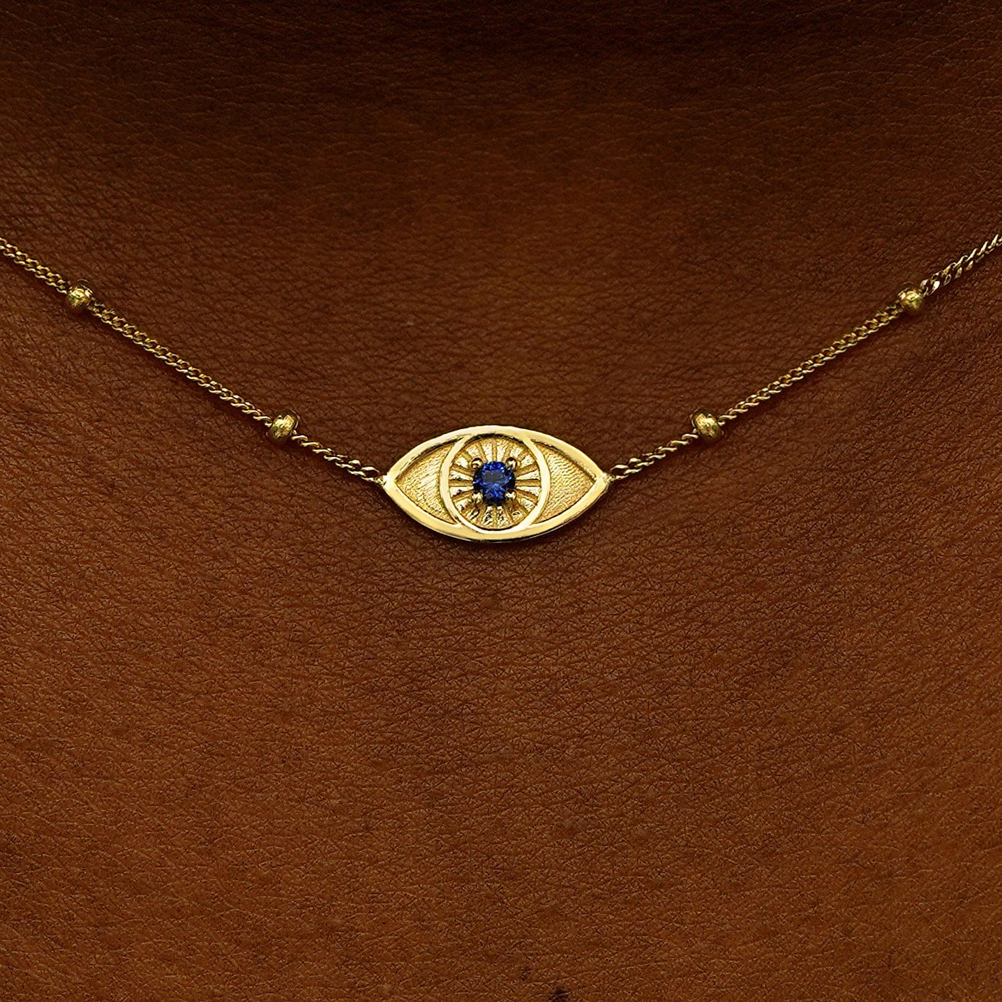 Automic Gold Studio Gemstone Evil Eye Necklace