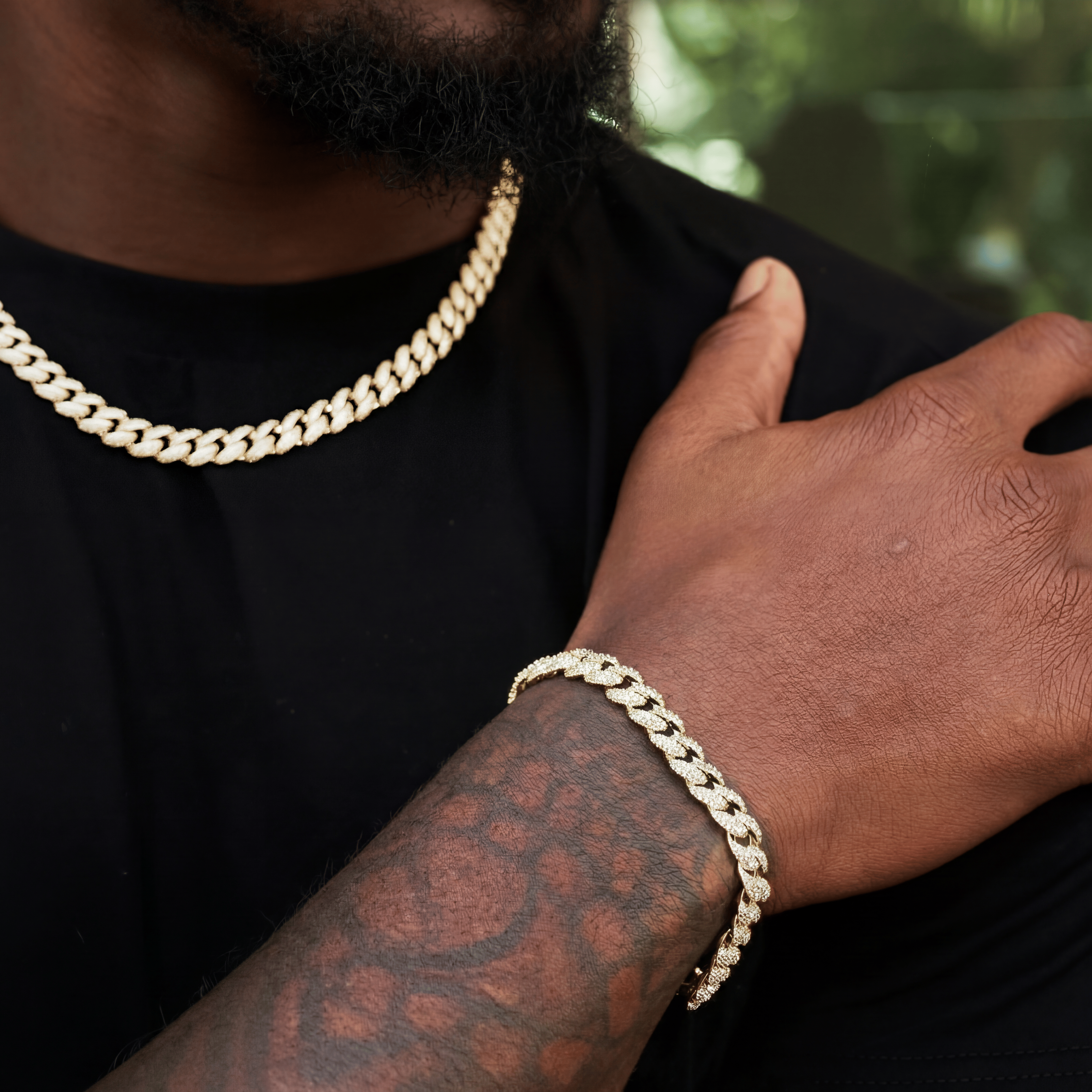 GLD Men Diamond Cuban Chain + Bracelet Bundle in Yellow Gold - 8.5 mm