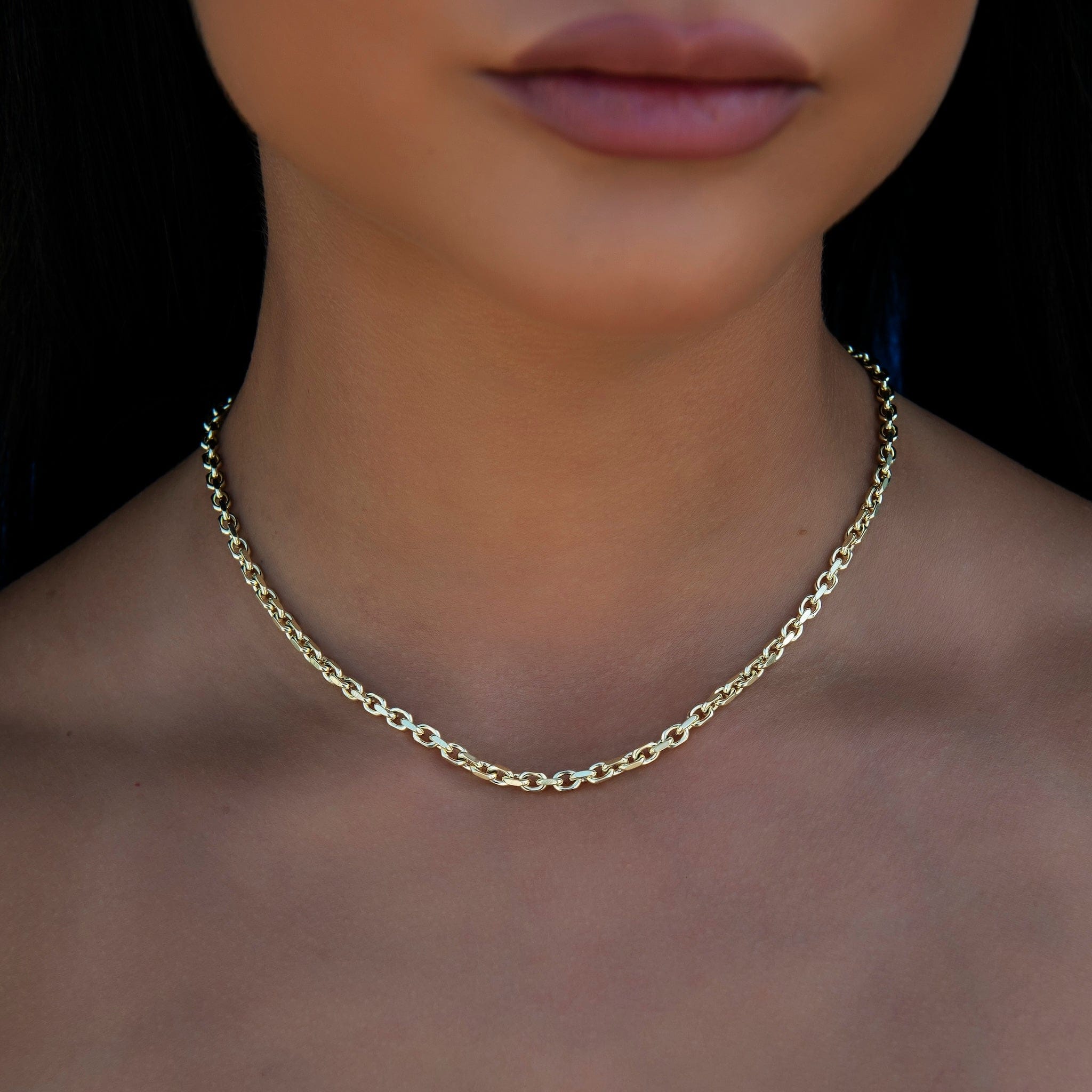 GLD PROMO - WOMEN Open Box Necklace + Bracelet in Yellow Gold - 3.6 mm