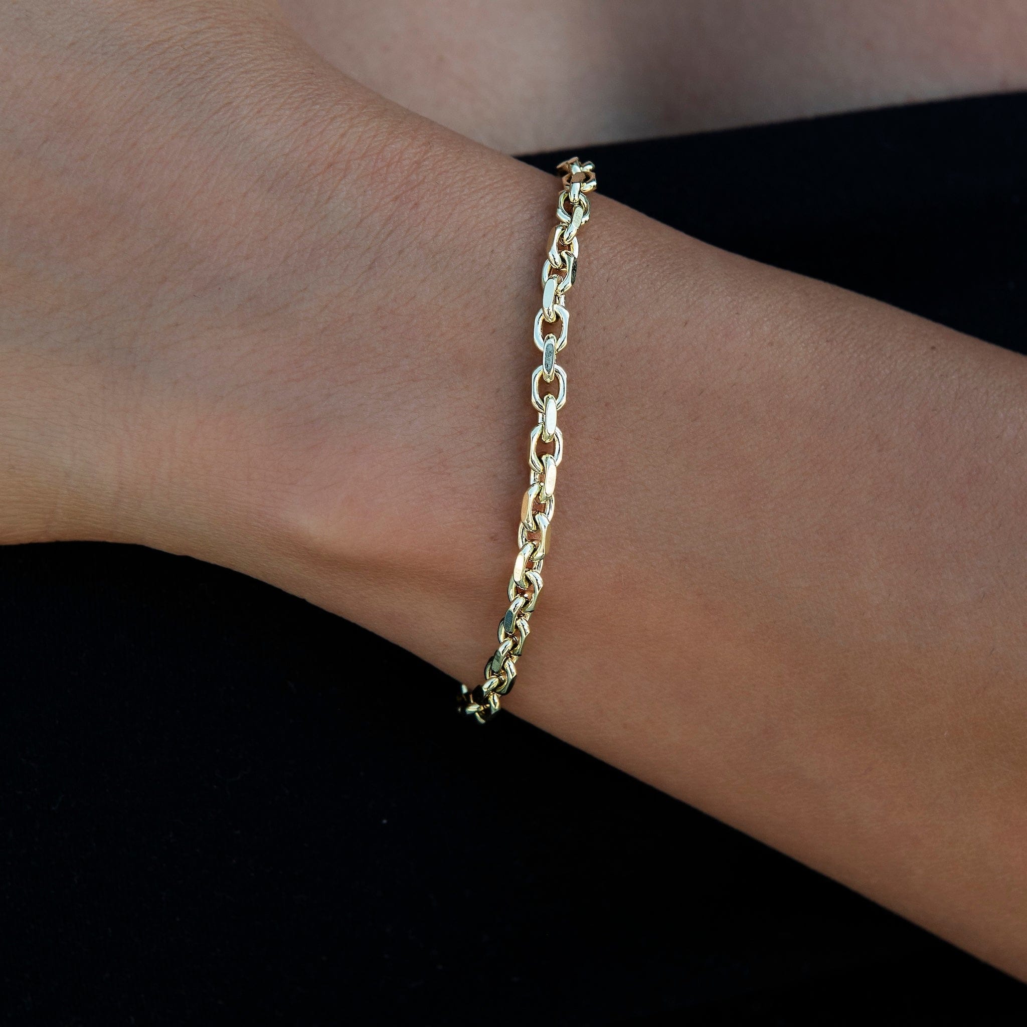 GLD PROMO - WOMEN Open Box Necklace + Bracelet in Yellow Gold - 3.6 mm