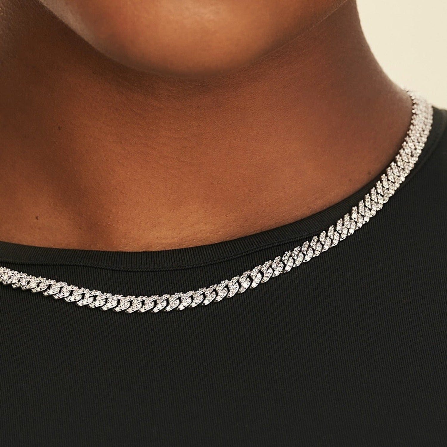 GLD Women Micro Diamond Prong Necklace + Anklet Bundle - White Gold