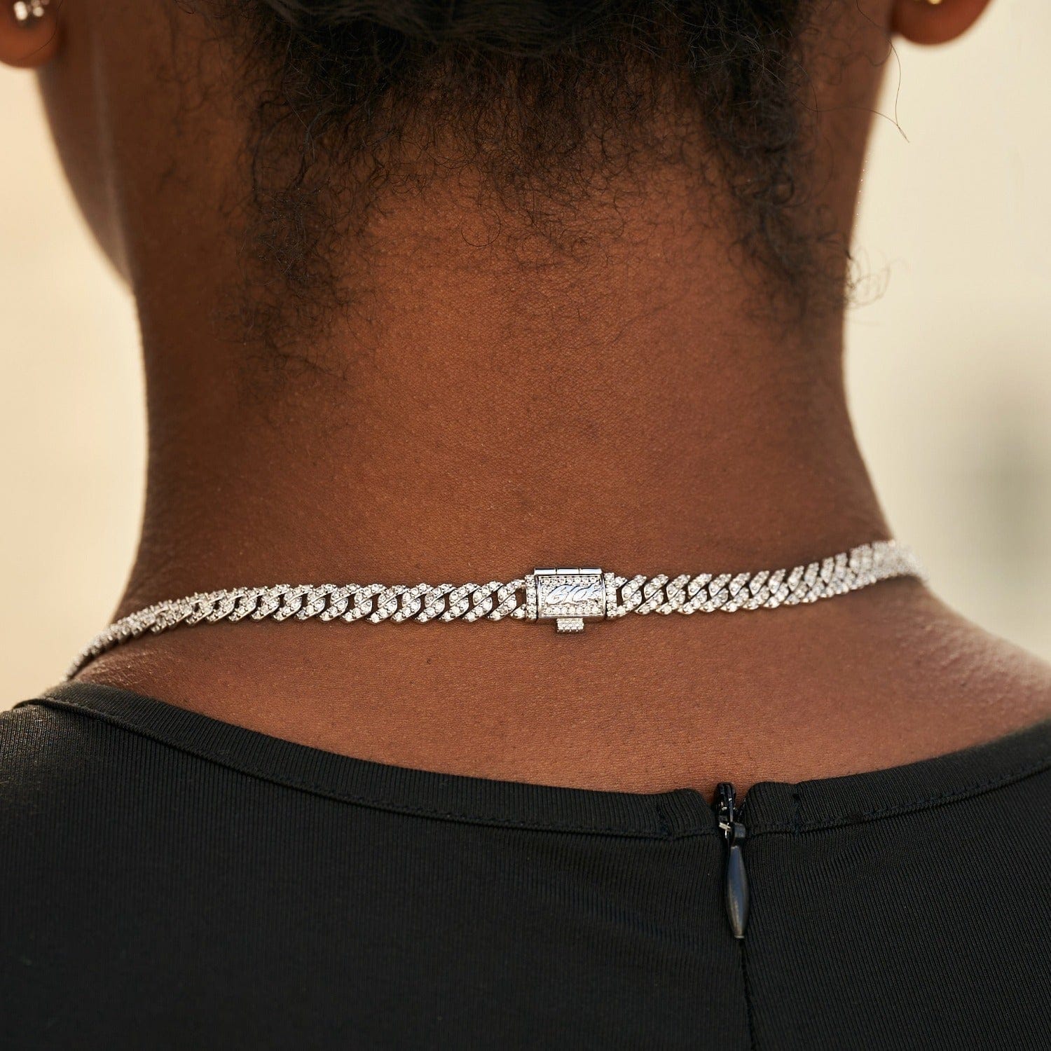 GLD Women Micro Diamond Prong Necklace + Anklet Bundle - White Gold