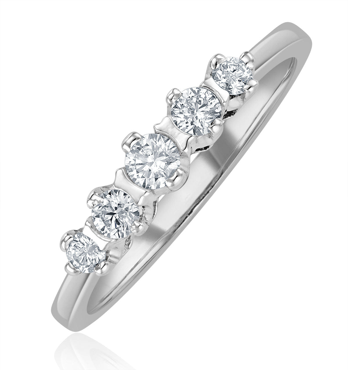 Diamond Grace 18K White Gold 5 Stone Diamond Eternity Ring 0.33CT