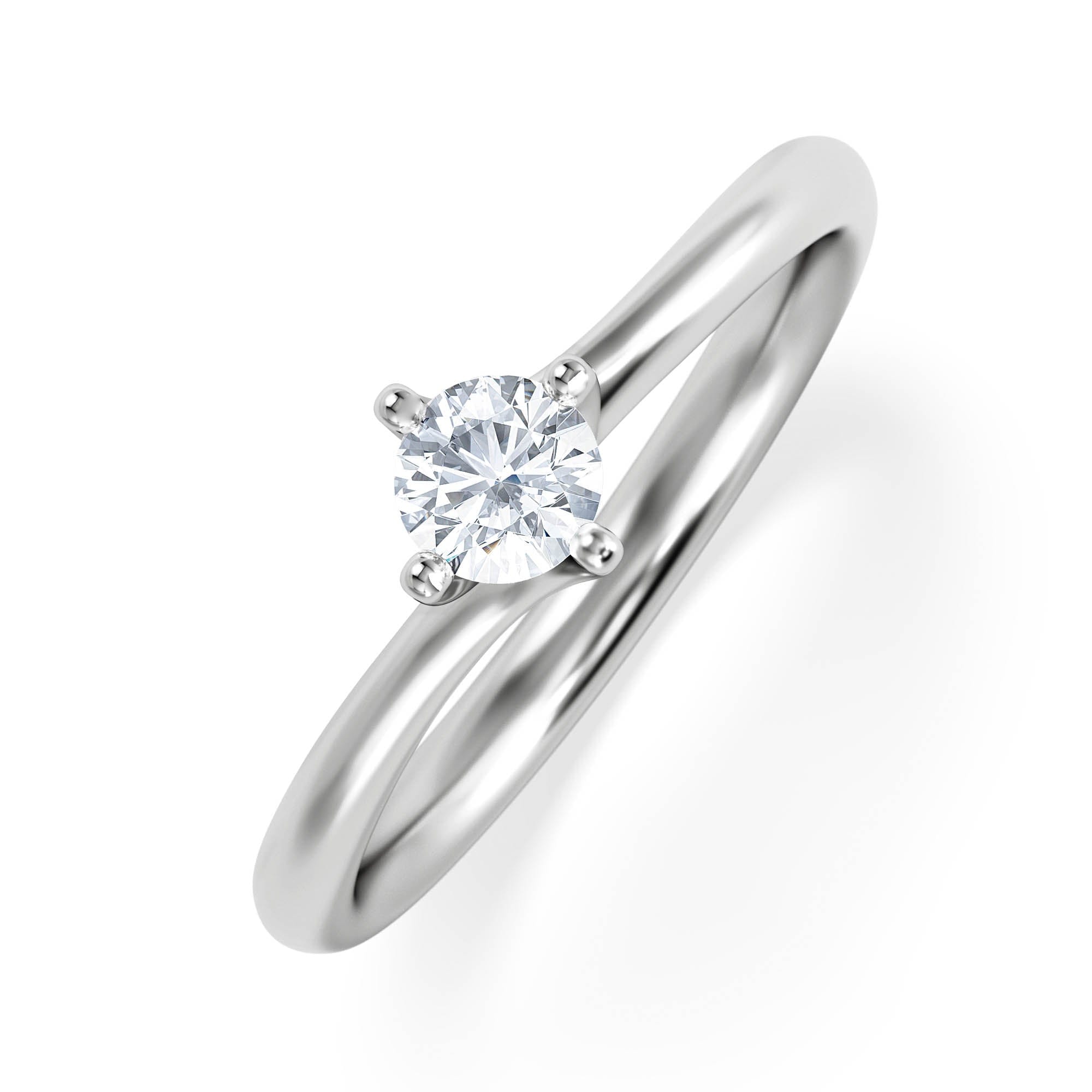 Diamond Certified Lily 18K White Gold Diamond Engagement Ring 0.25CT - G - H/SI