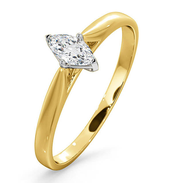 Diamond Certified Marquise 18K Gold Diamond Engagement Ring 0.25CT - G - H/SI
