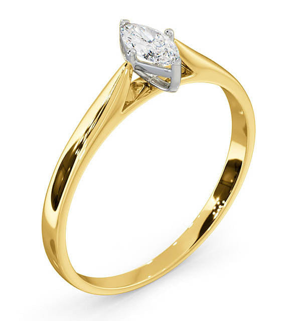 Diamond Certified Marquise 18K Gold Diamond Engagement Ring 0.25CT - G - H/SI