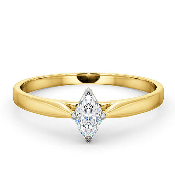 Diamond Certified Marquise 18K Gold Diamond Engagement Ring 0.25CT - G - H/SI