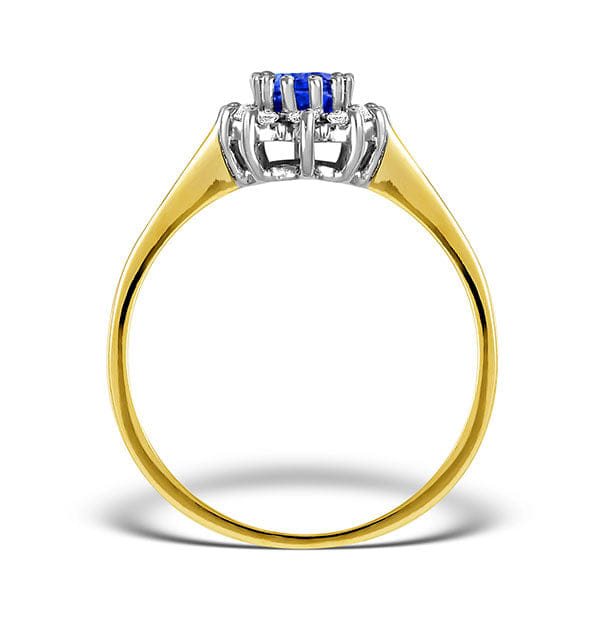Diamond Tanzanite 6 x 4 mm And Diamond 18K Gold Ring FET33 - V