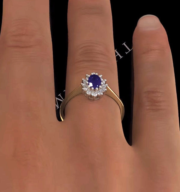 Diamond Tanzanite 6 x 4 mm And Diamond 18K Gold Ring FET33 - V