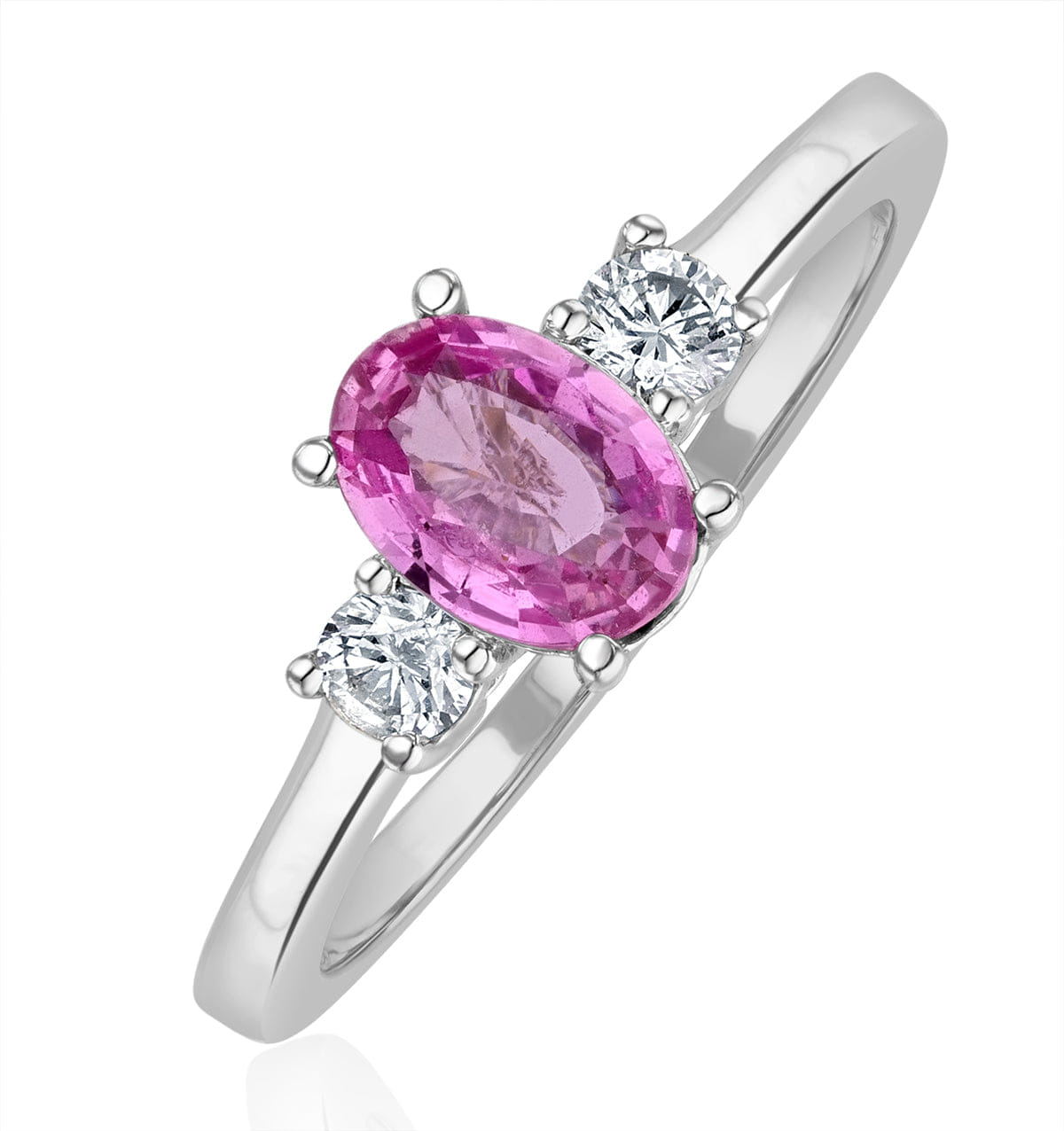 Diamond 18K White Gold Diamond Pink Sapphire 0.85ct Ring