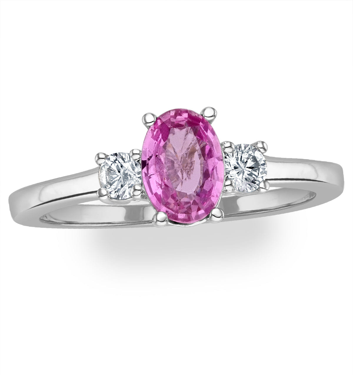 Diamond 18K White Gold Diamond Pink Sapphire 0.85ct Ring