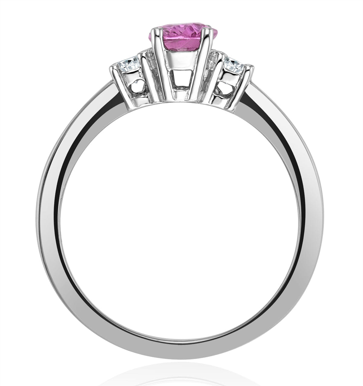 Diamond 18K White Gold Diamond Pink Sapphire 0.85ct Ring