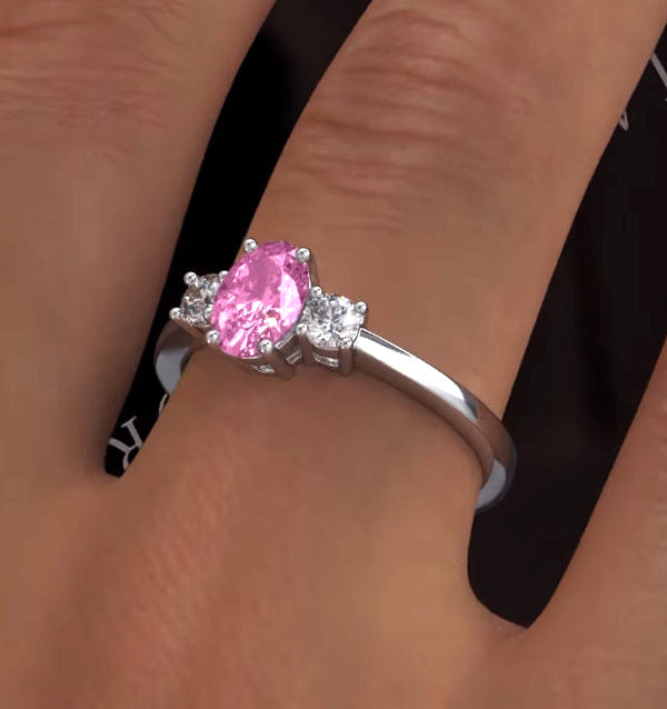 Diamond 18K White Gold Diamond Pink Sapphire 0.85ct Ring
