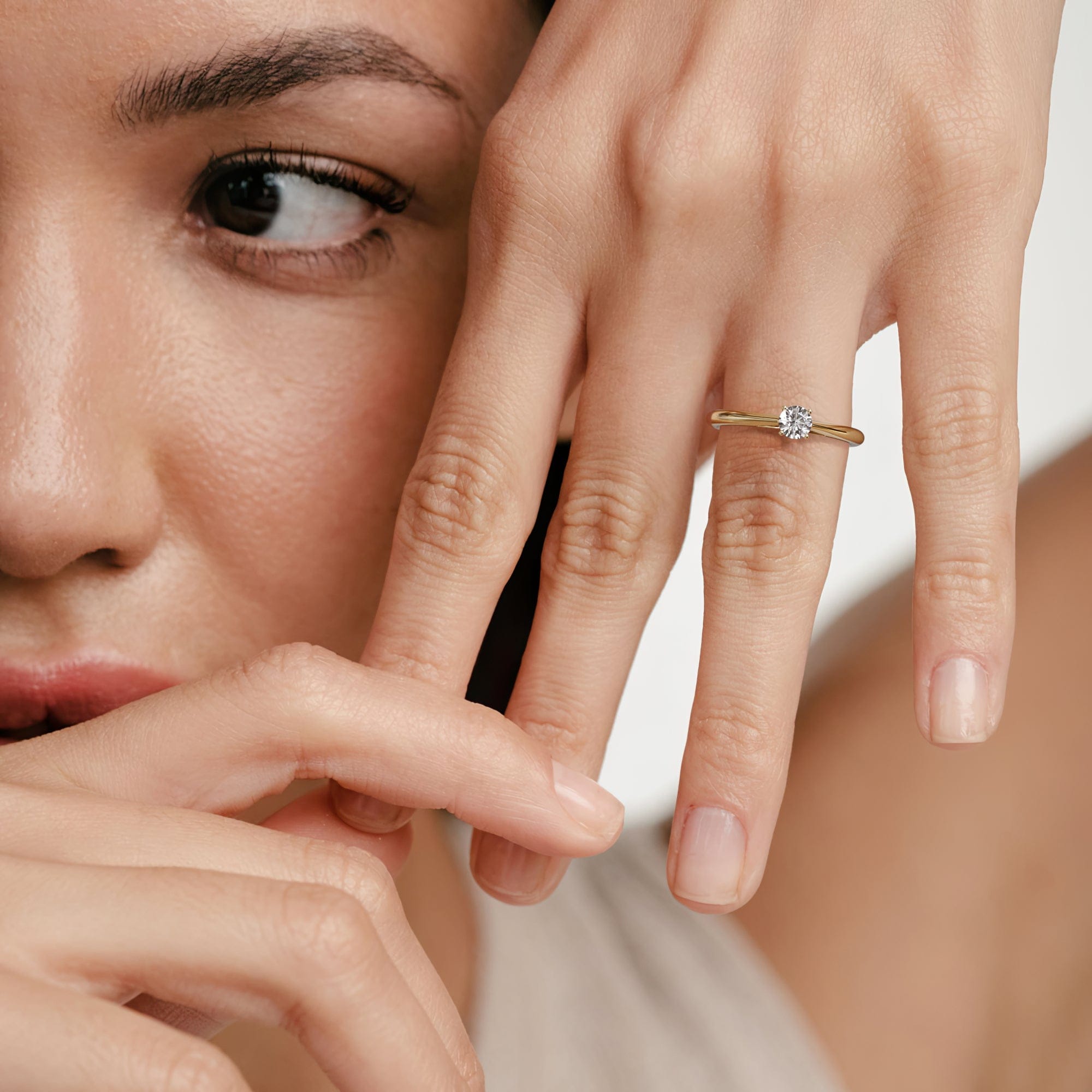 Diamond Engagement Ring Certified Elysia 18K Gold Diamond 0.33CT - F - G/VS