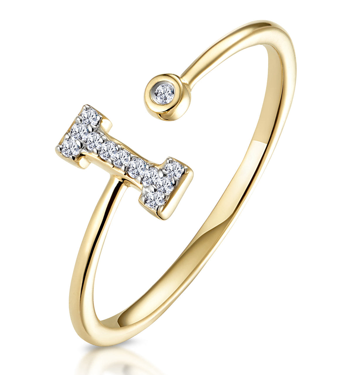 Diamond Initial I Ring 0.07ct set in 9K Gold