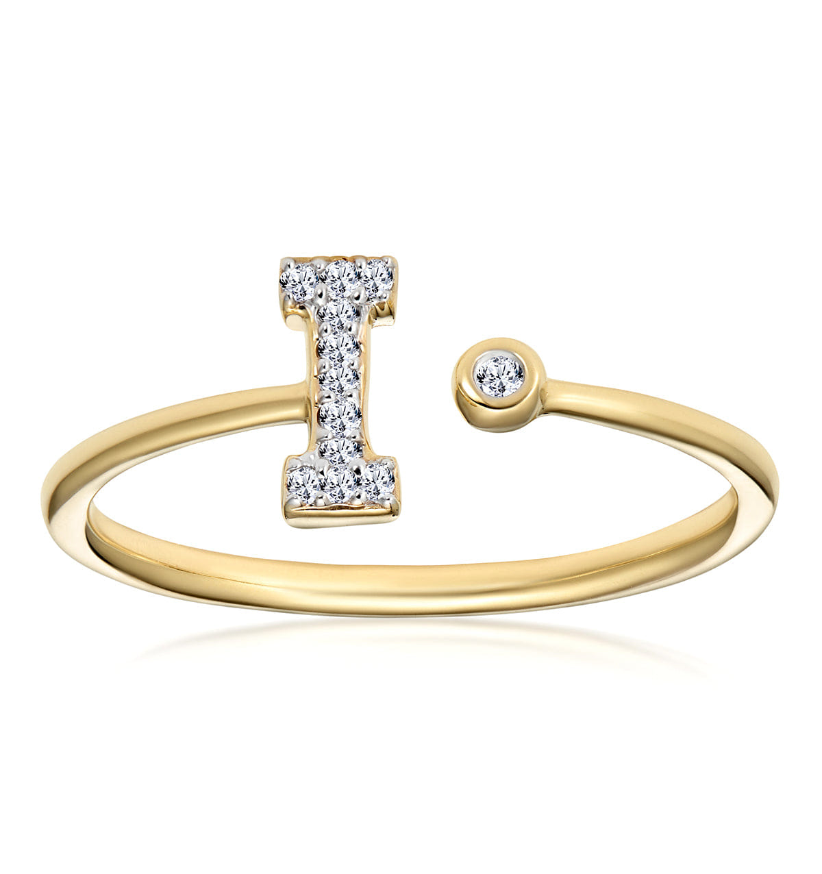 Diamond Initial I Ring 0.07ct set in 9K Gold