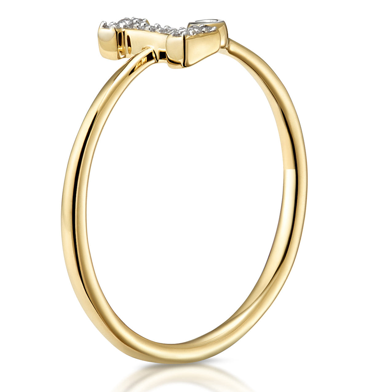 Diamond Initial I Ring 0.07ct set in 9K Gold