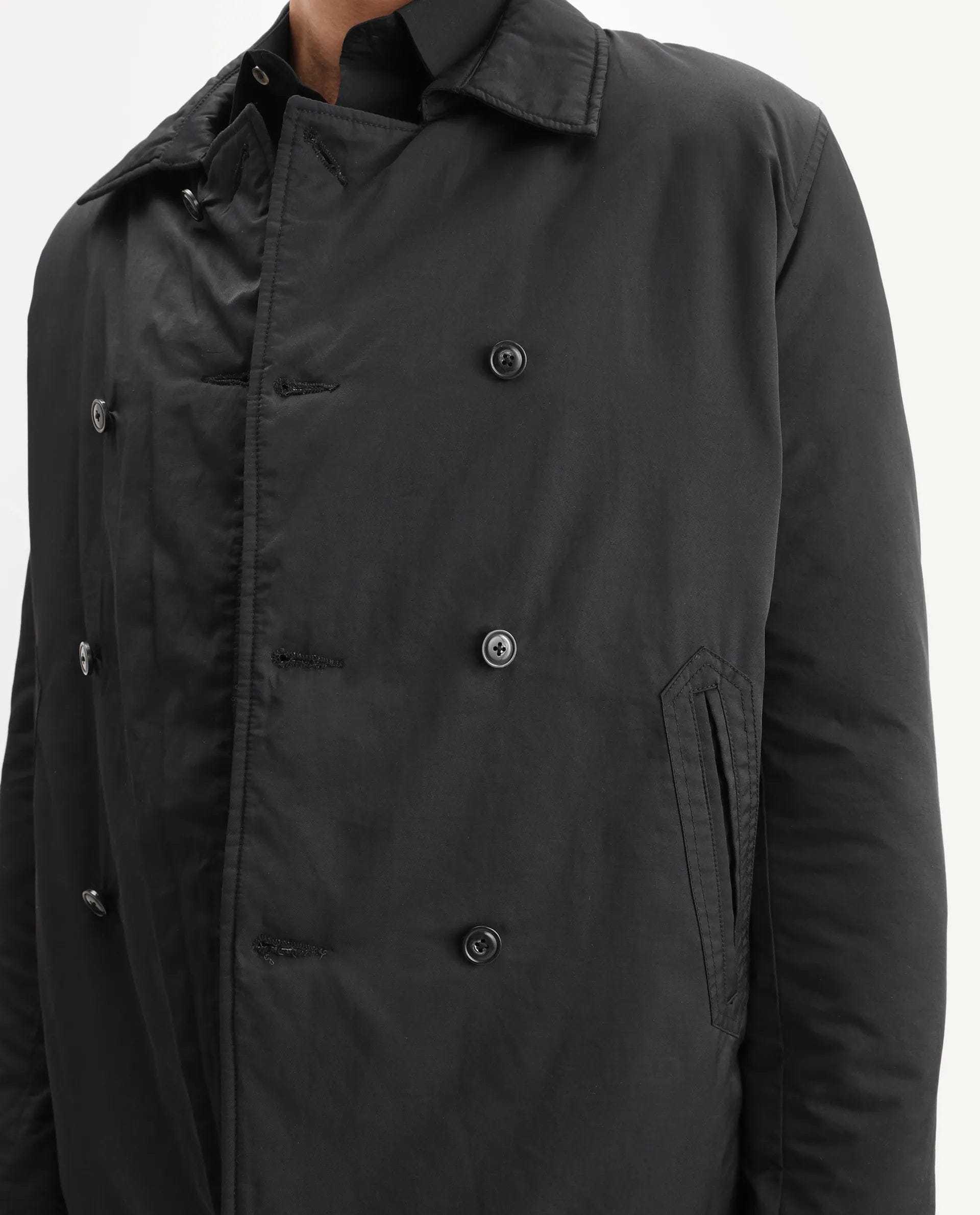 RARE Rabbit Men's Merjon Black Nylon Plain Tailored Fit Full Sleeve Lapel Neck Jacket