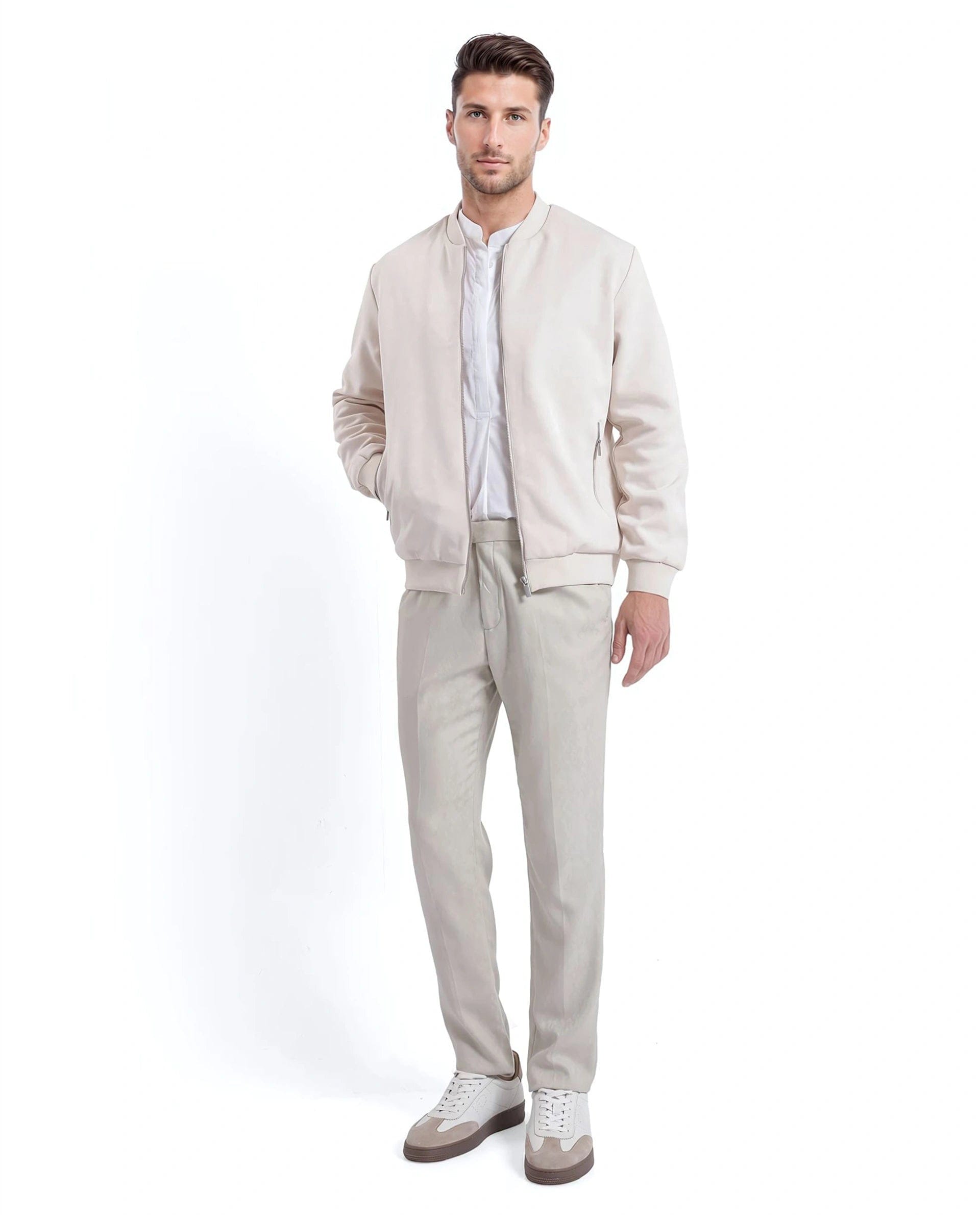 RARE Rabbit Men's Vallor Beige Nylon Plain Regular Fit Full Sleeve Mandarin Collar Jacket