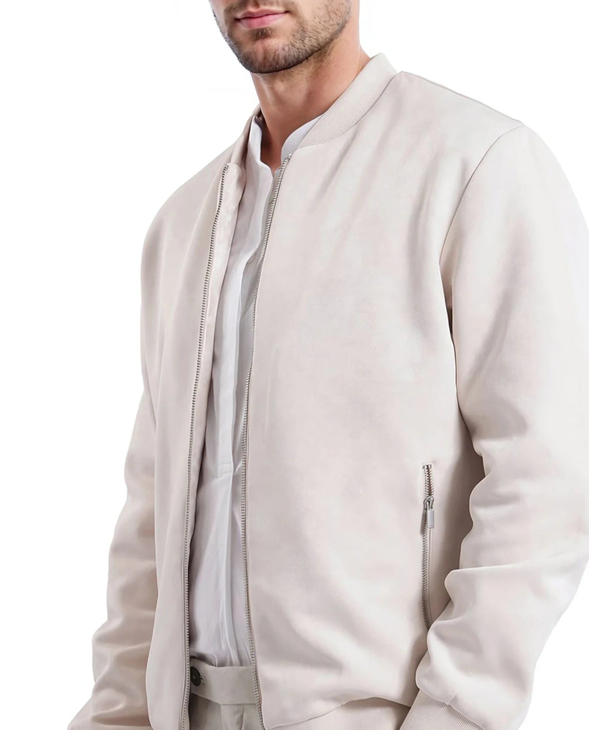 RARE Rabbit Men's Vallor Beige Nylon Plain Regular Fit Full Sleeve Mandarin Collar Jacket
