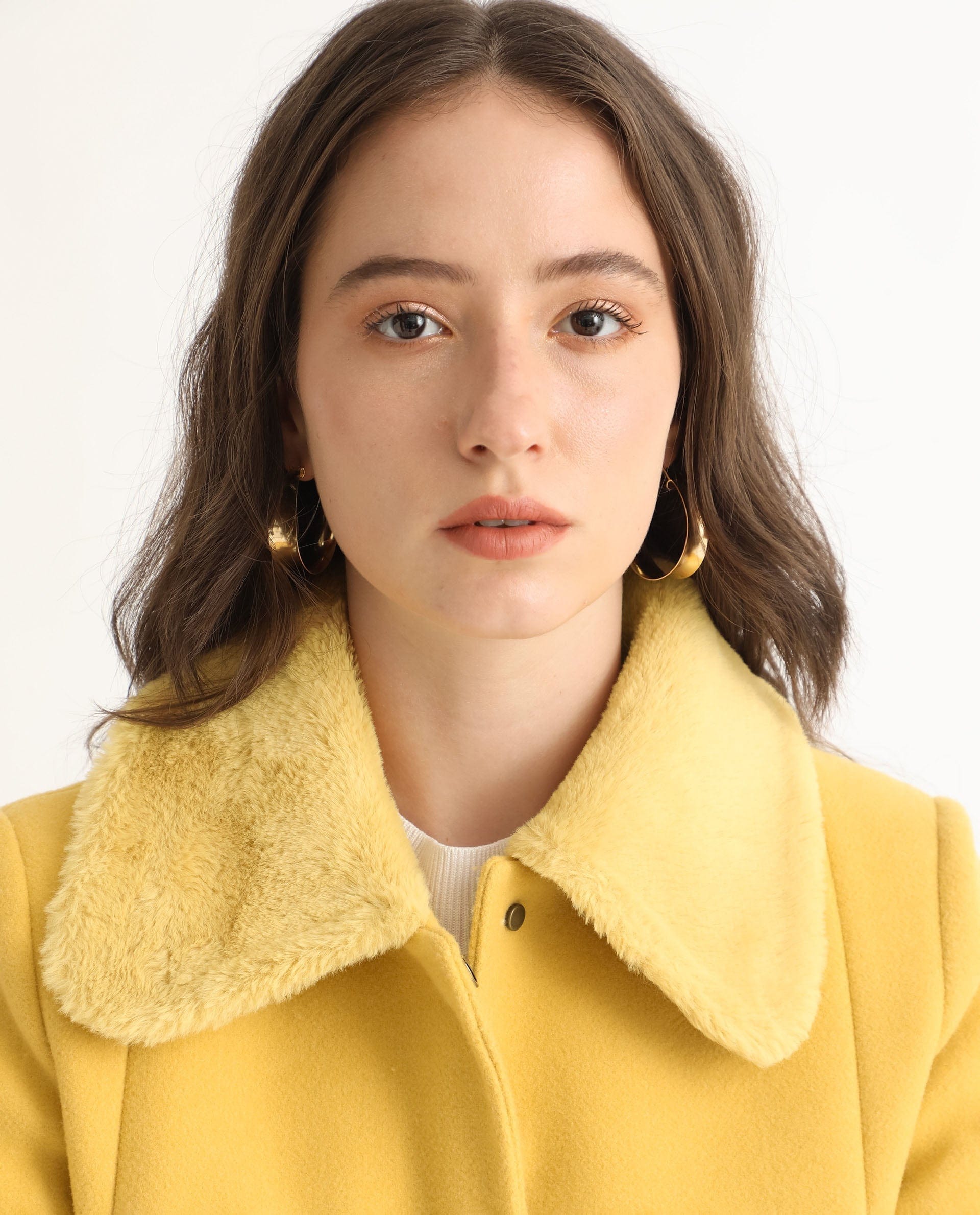 Rareism Women's Kaise Yellow Polyester Spread Collar Plain Bell Sleeve Regular Fit Jacket