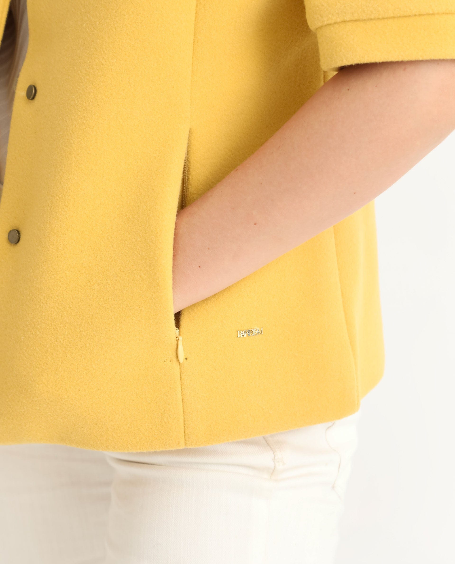 Rareism Women's Kaise Yellow Polyester Spread Collar Plain Bell Sleeve Regular Fit Jacket