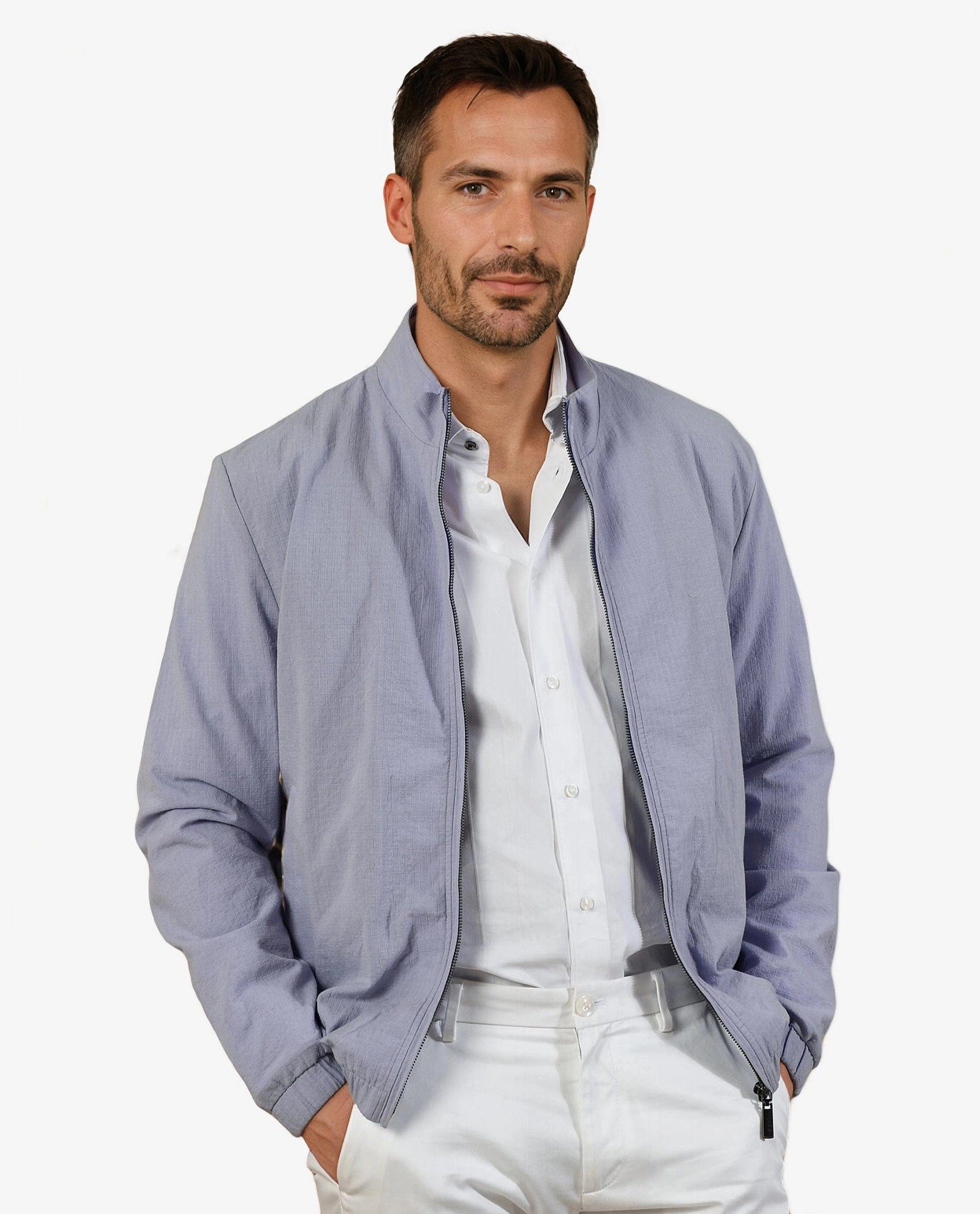 RARE Rabbit Men's Kenny Purple Polyester Plain Regular Fit Full Sleeve High Neck Jacket