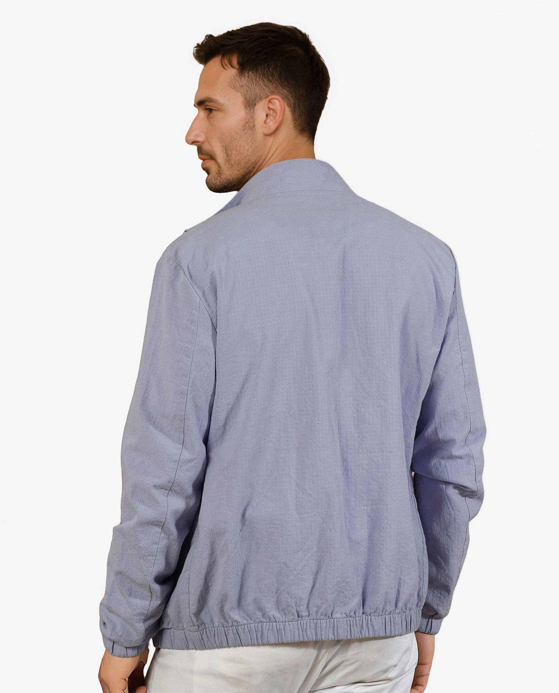RARE Rabbit Men's Kenny Purple Polyester Plain Regular Fit Full Sleeve High Neck Jacket