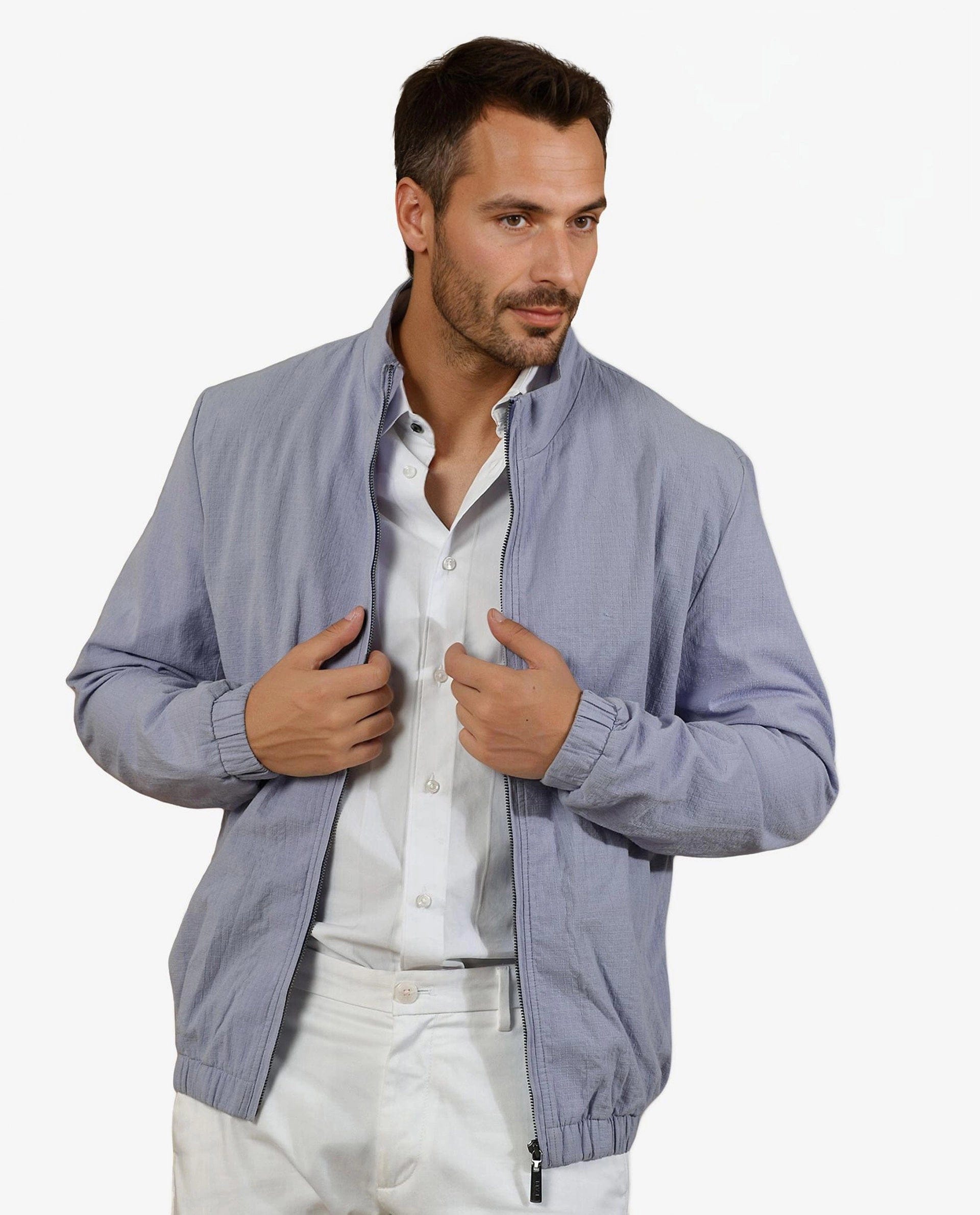 RARE Rabbit Men's Kenny Purple Polyester Plain Regular Fit Full Sleeve High Neck Jacket
