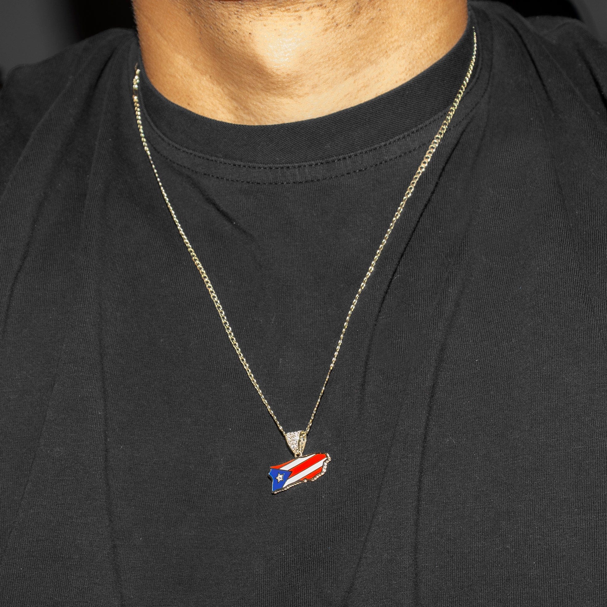Manufacturer 1 10K Yellow Gold Puerto Rico Flag Necklace | Appx. 2.3 - 6.3 Grams