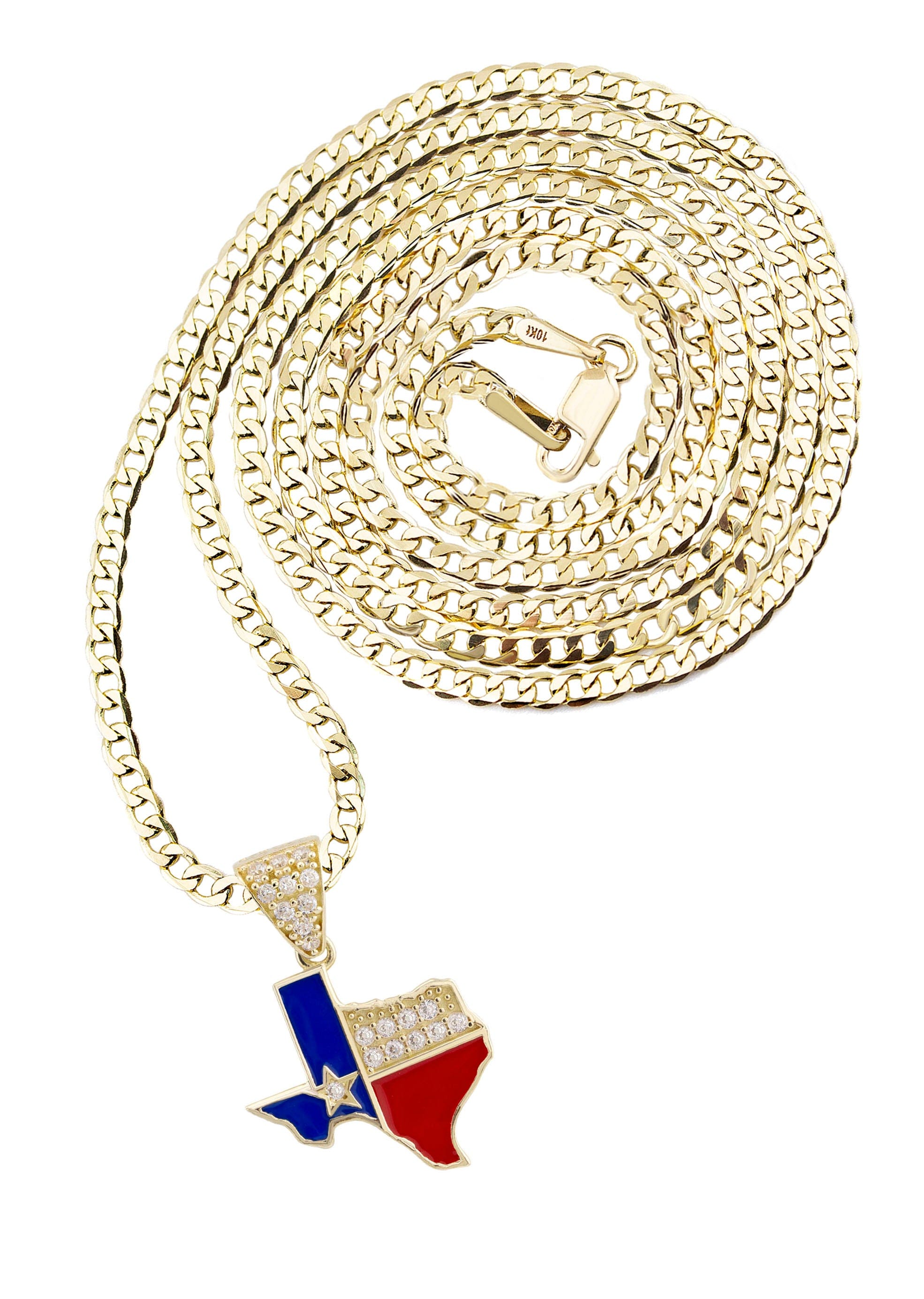 Manufacturer 1 10K Yellow Gold Texas Flag Necklace | Appx. 1.3 - 5.3 Grams