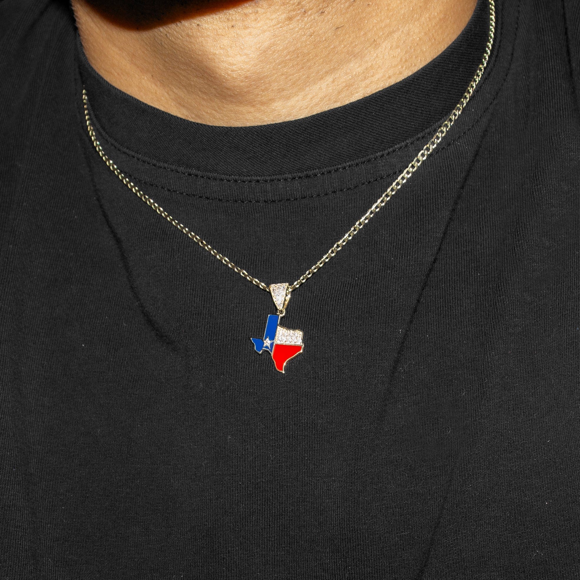 Manufacturer 1 10K Yellow Gold Texas Flag Necklace | Appx. 1.3 - 5.3 Grams