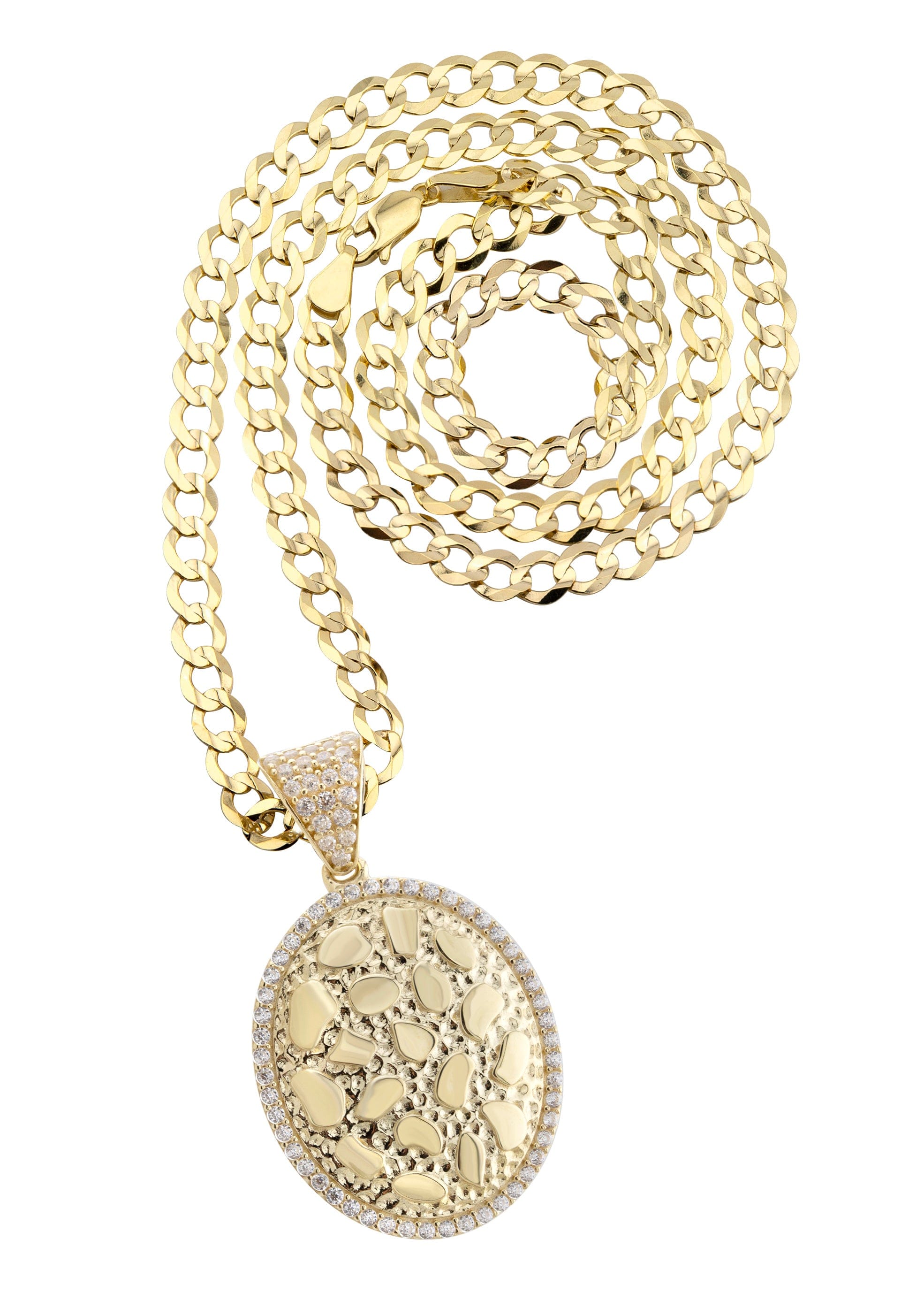 Manufacturer 1 10K Yellow Gold Oval Nugget Necklace | Appx. 3.3 - 17.3 Grams
