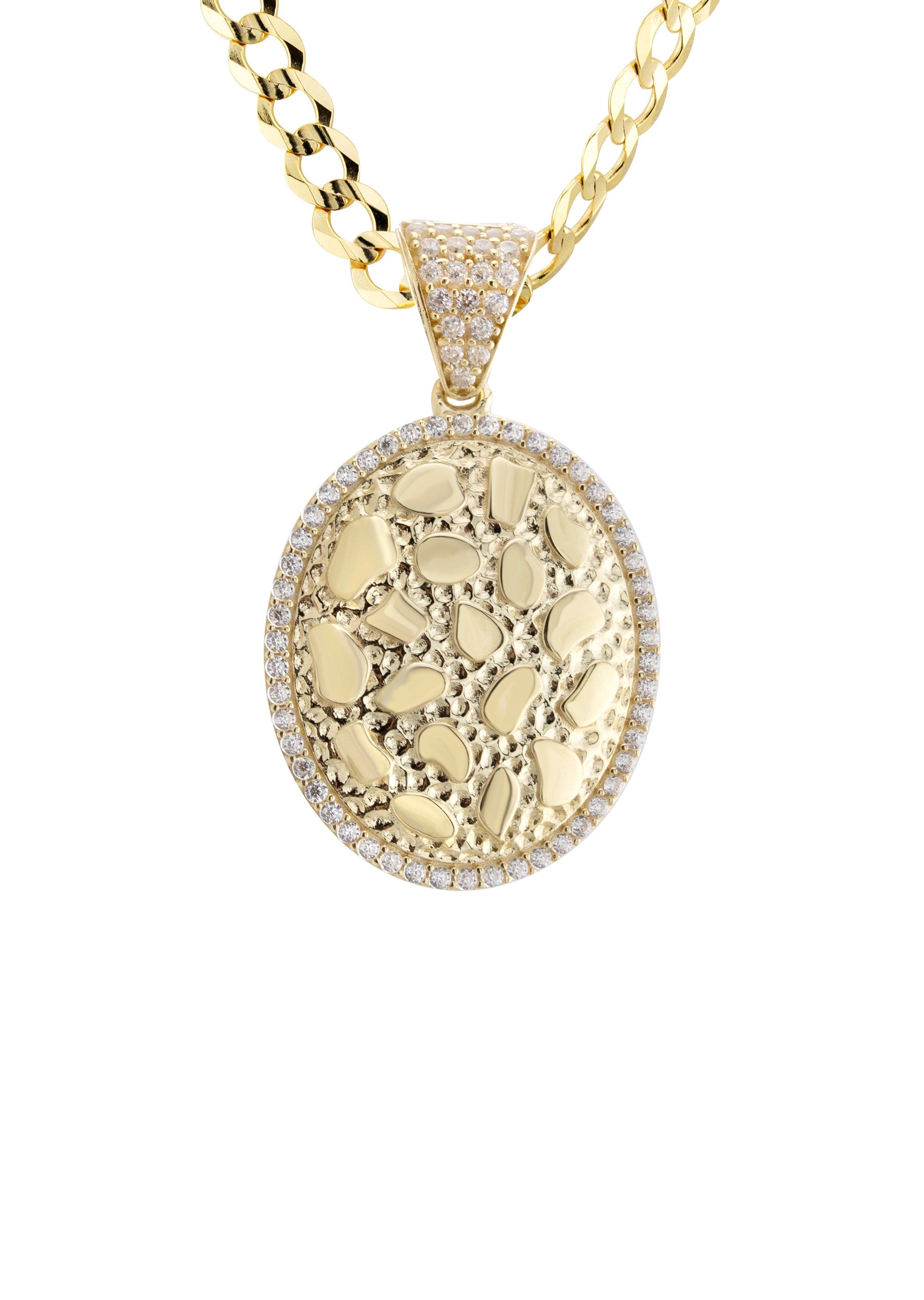 Manufacturer 1 10K Yellow Gold Oval Nugget Necklace | Appx. 3.3 - 17.3 Grams