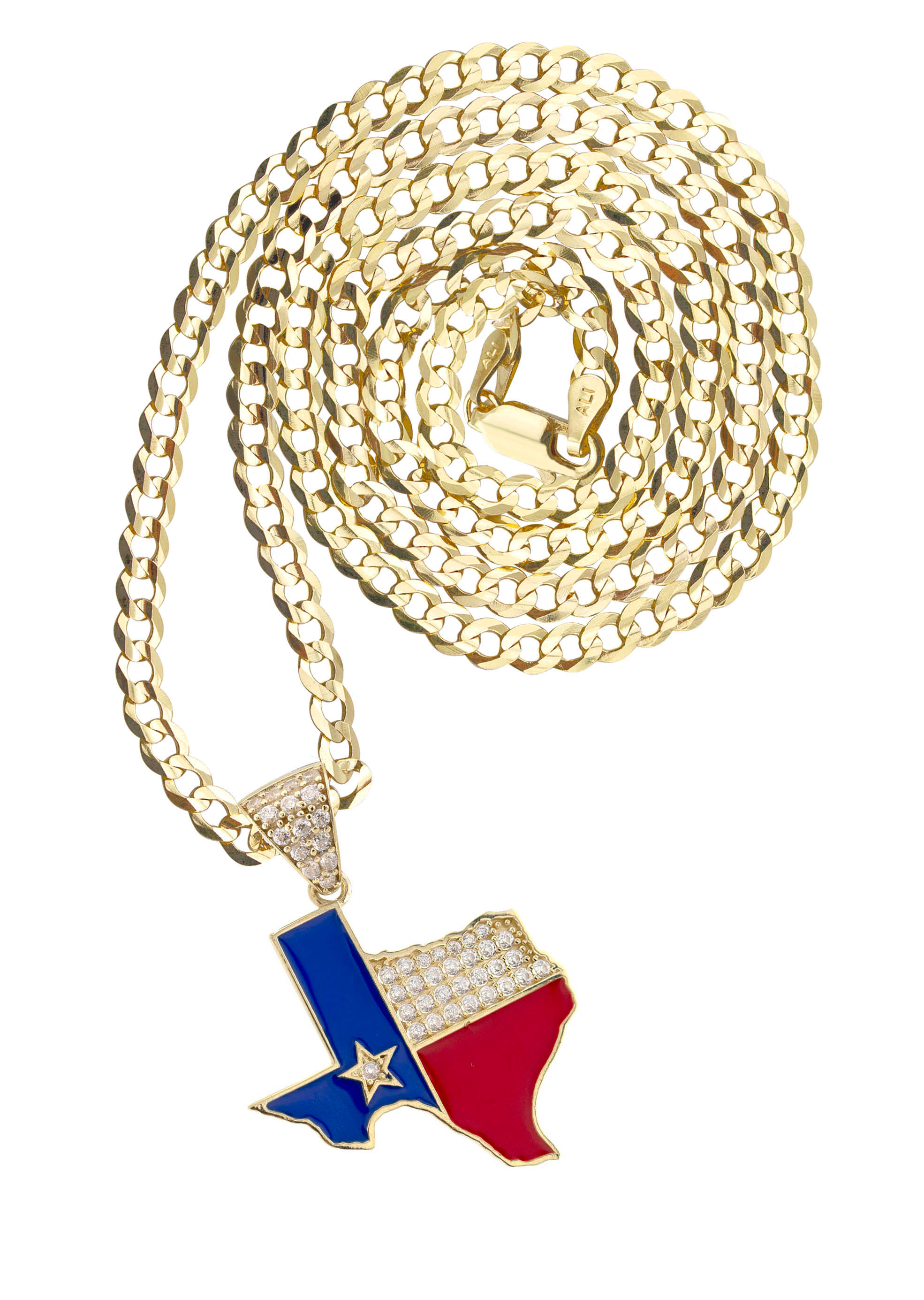 Manufacturer 1 10K Yellow Gold Flag of Texas Necklace | Appx. 2.3 - 9.3 Grams