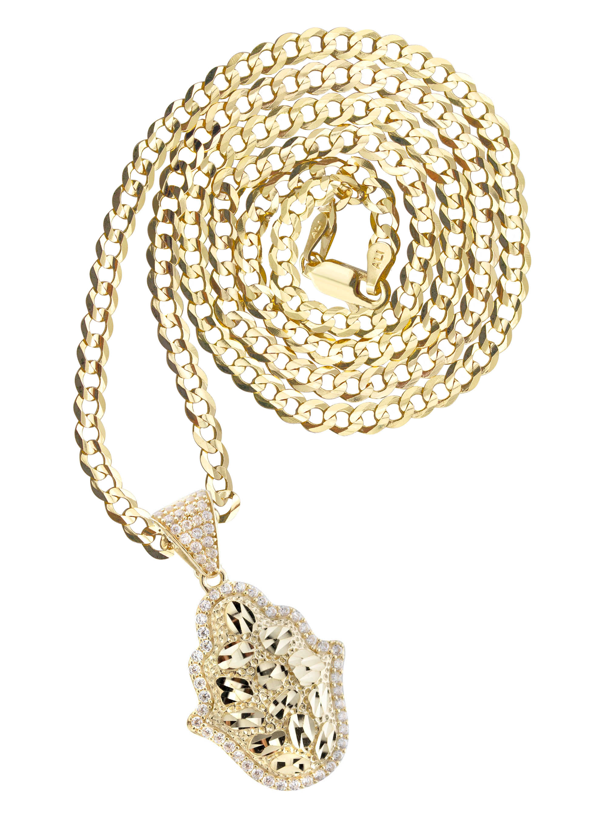 Manufacturer 1 10K Yellow Gold Hamsa Hand Nugget Necklace | Appx. 3.5 - 10.5 Grams
