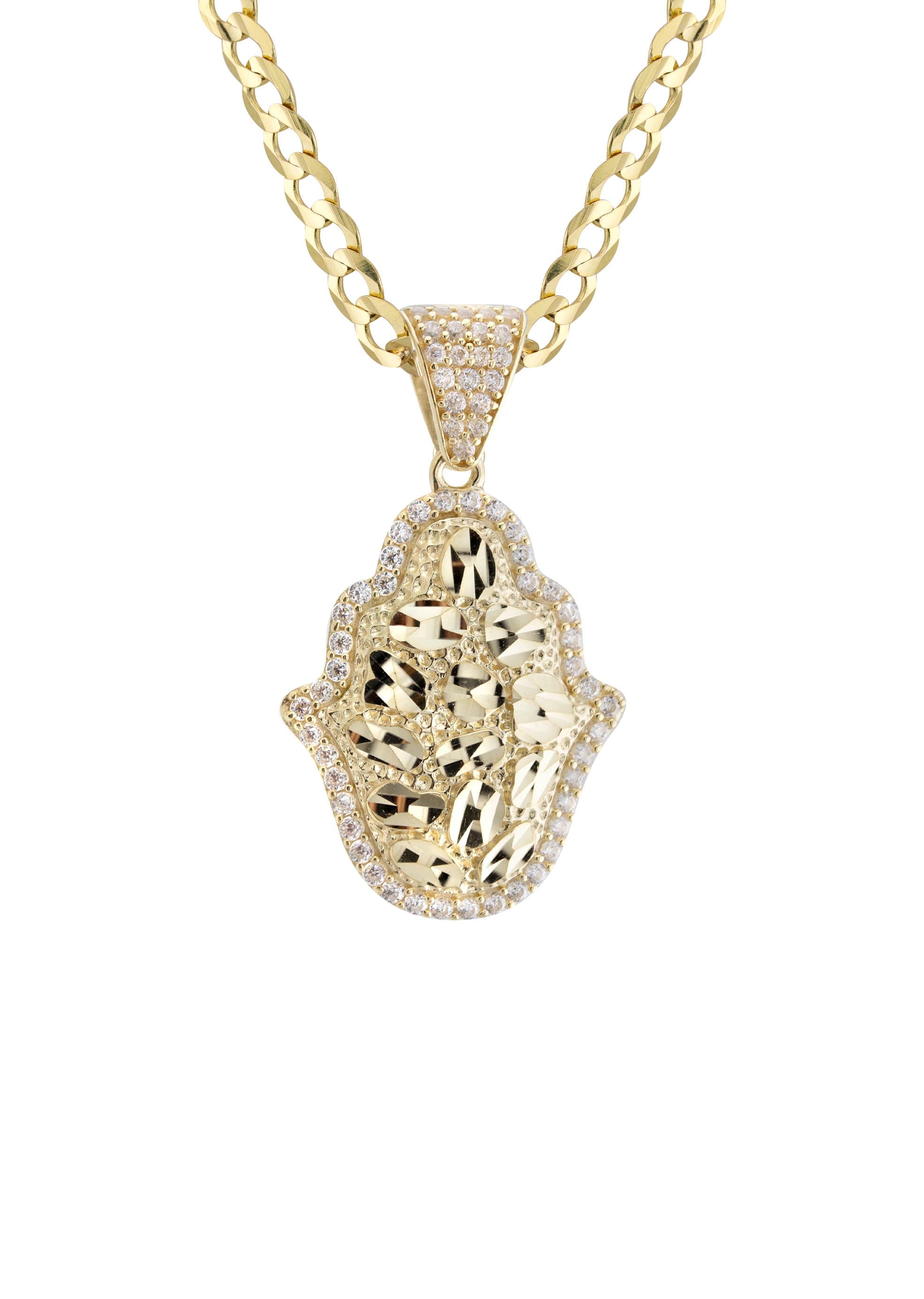 Manufacturer 1 10K Yellow Gold Hamsa Hand Nugget Necklace | Appx. 3.5 - 10.5 Grams