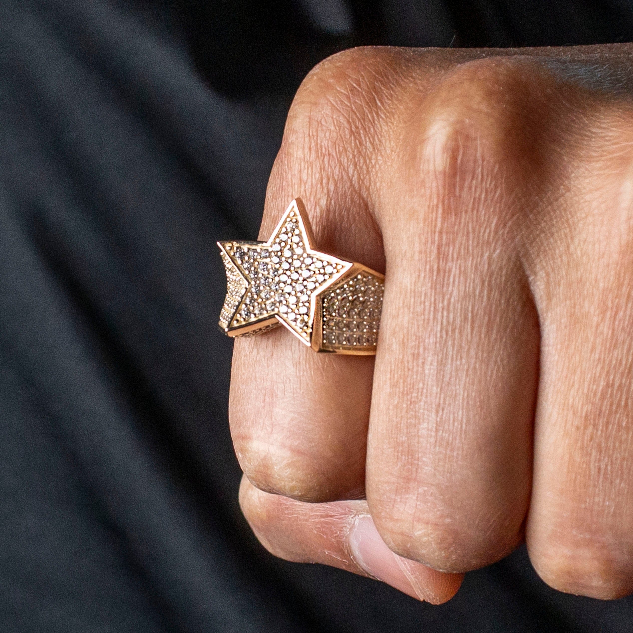 Manufacturer 1 10K Gold Cz Star Ring For Men | 7 Grams