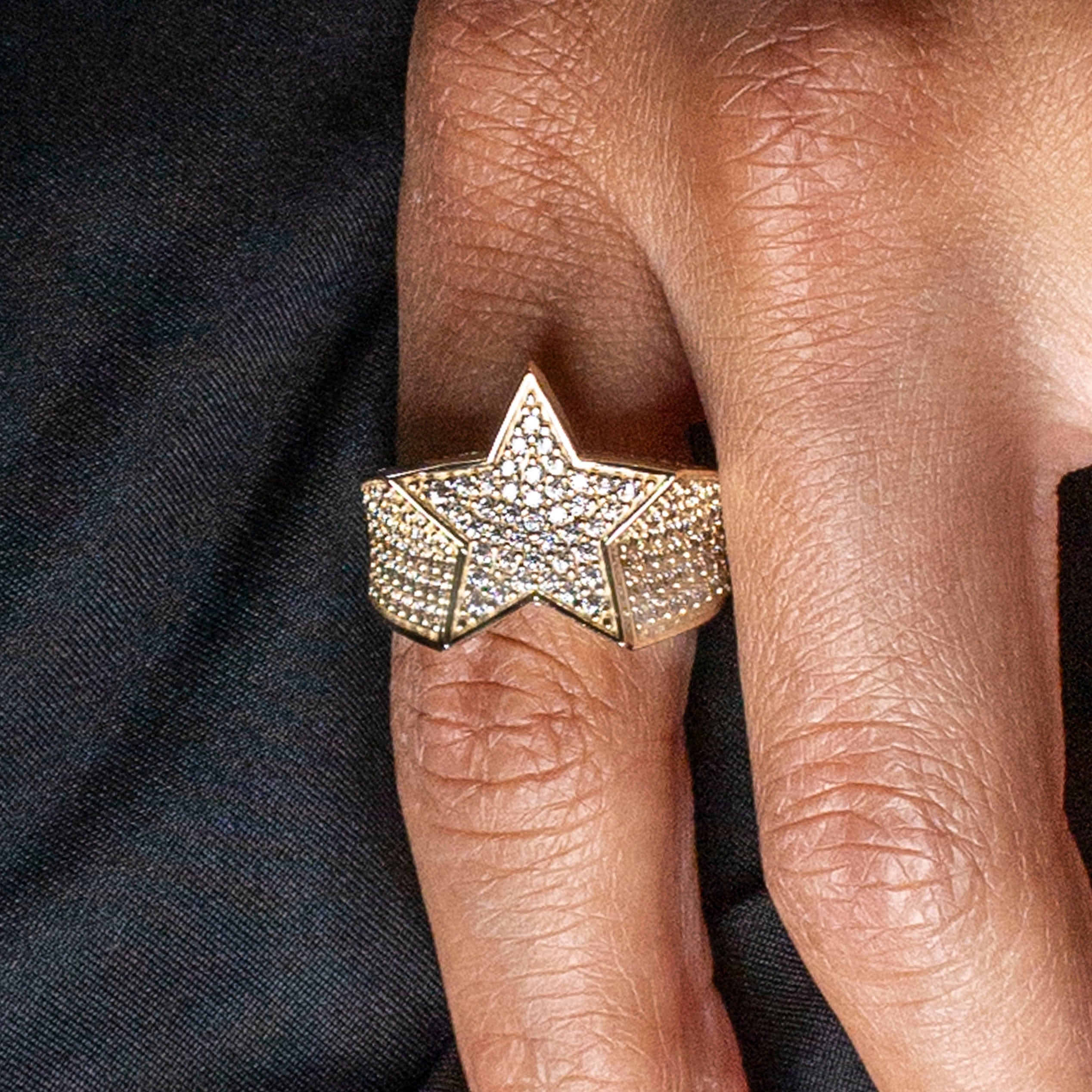 Manufacturer 1 10K Gold Cz Star Ring For Men | 7 Grams