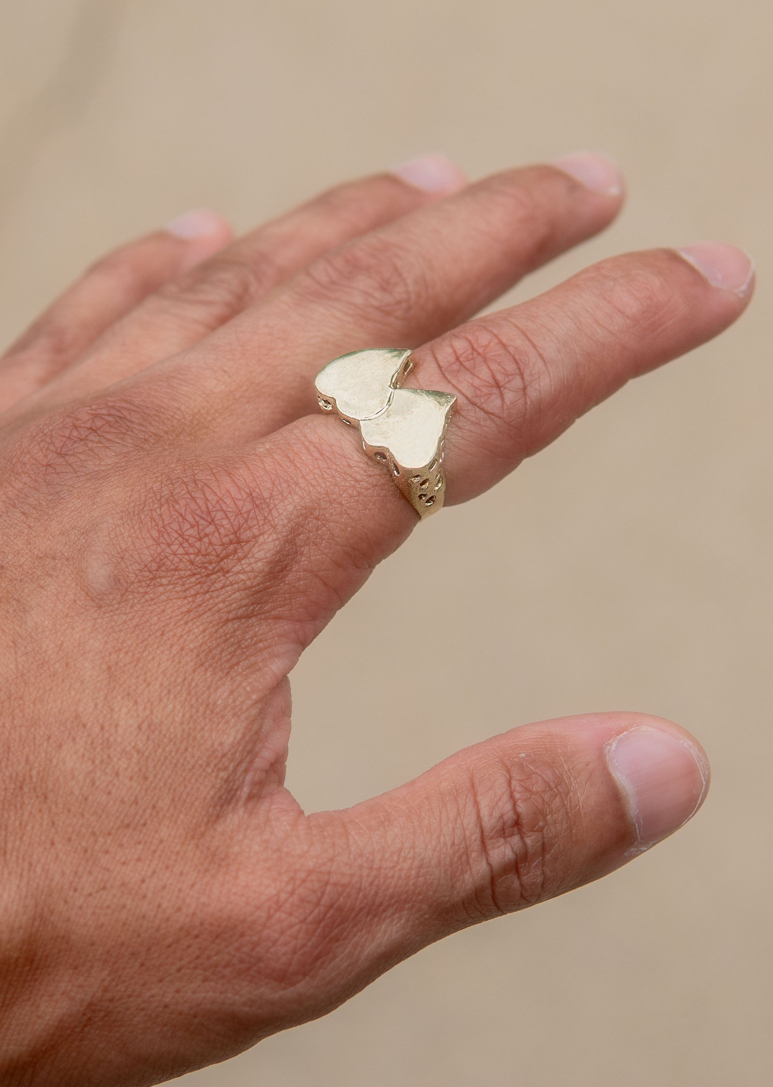 Manufacturer 1 Mens Hearts Signet Ring - 10K Gold | 7 Grams
